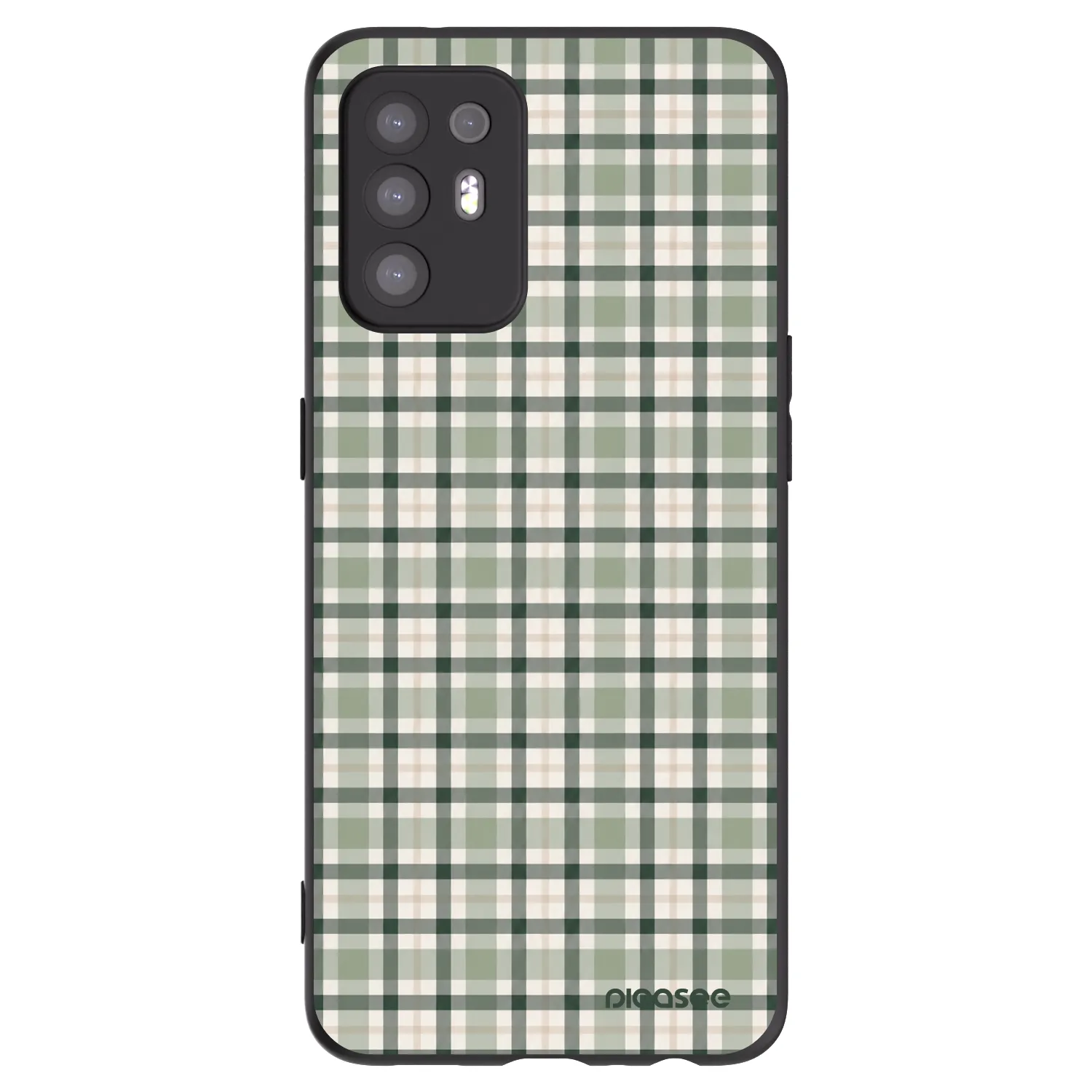 Picasee silikonowe czarne etui na OPPO A94 5G - Sage Tartan