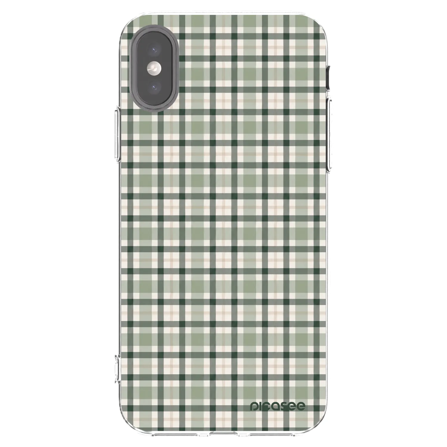 Picasee silikonowe przeźroczyste etui na Apple iPhone X/XS - Sage Tartan