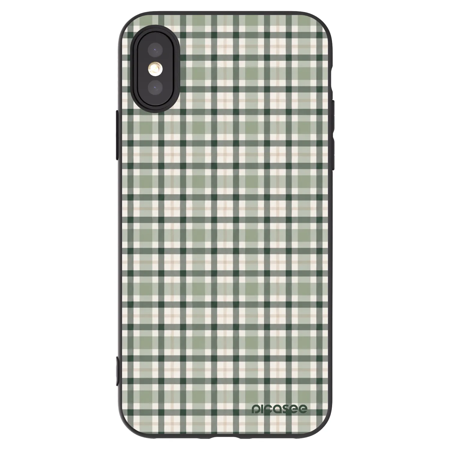 Picasee silikonowe czarne etui na Apple iPhone X/XS - Sage Tartan