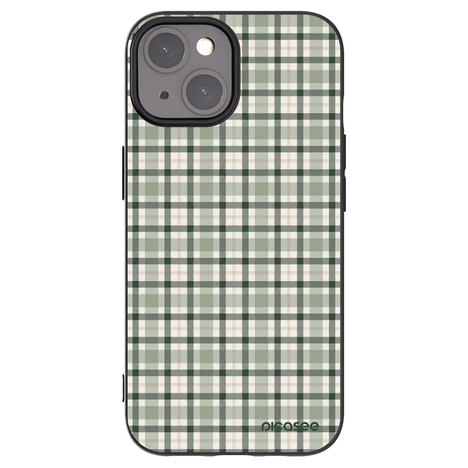 Picasee silikonowe czarne etui na Apple iPhone 15 - Sage Tartan