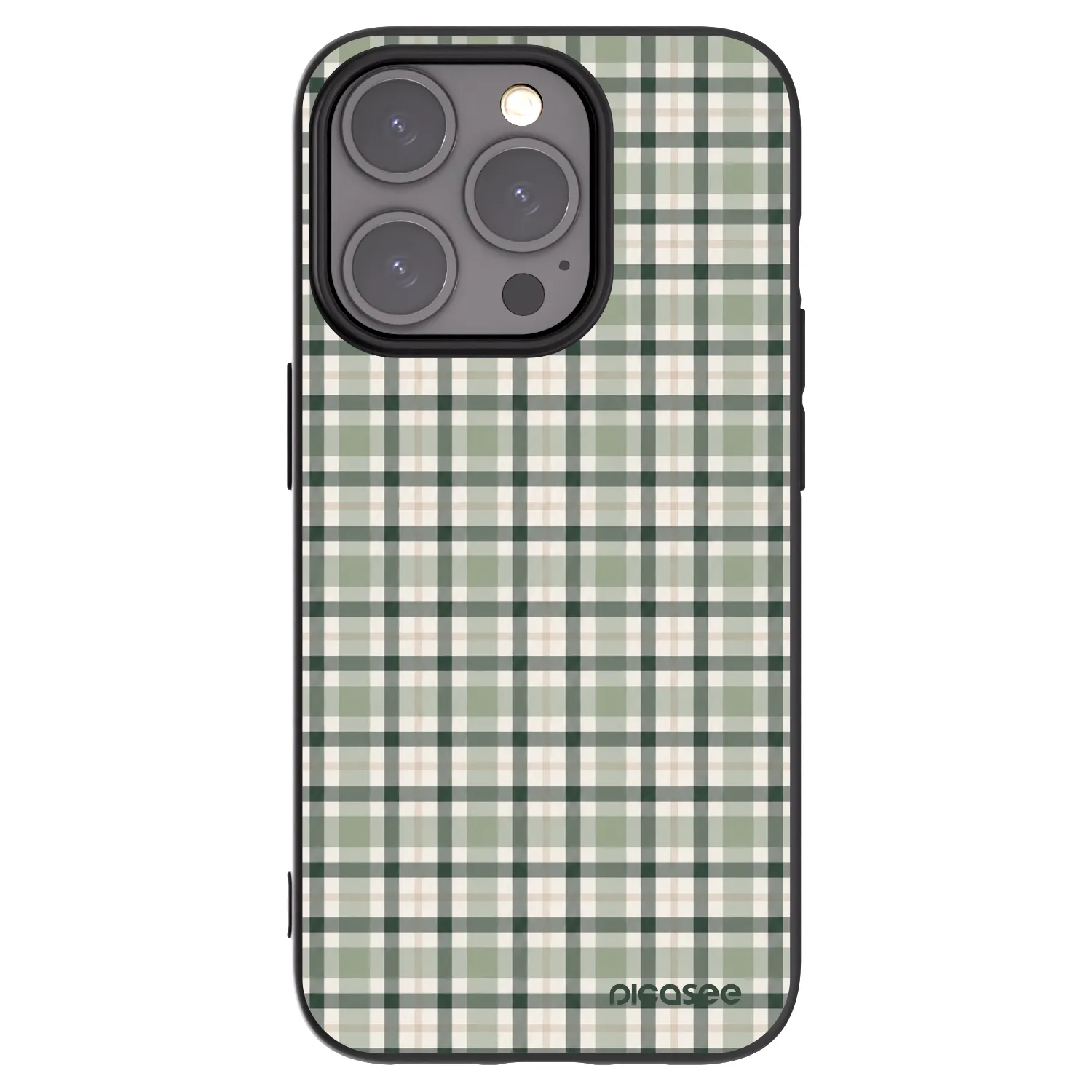 Picasee silikonowe czarne etui na Apple iPhone 15 Pro - Sage Tartan
