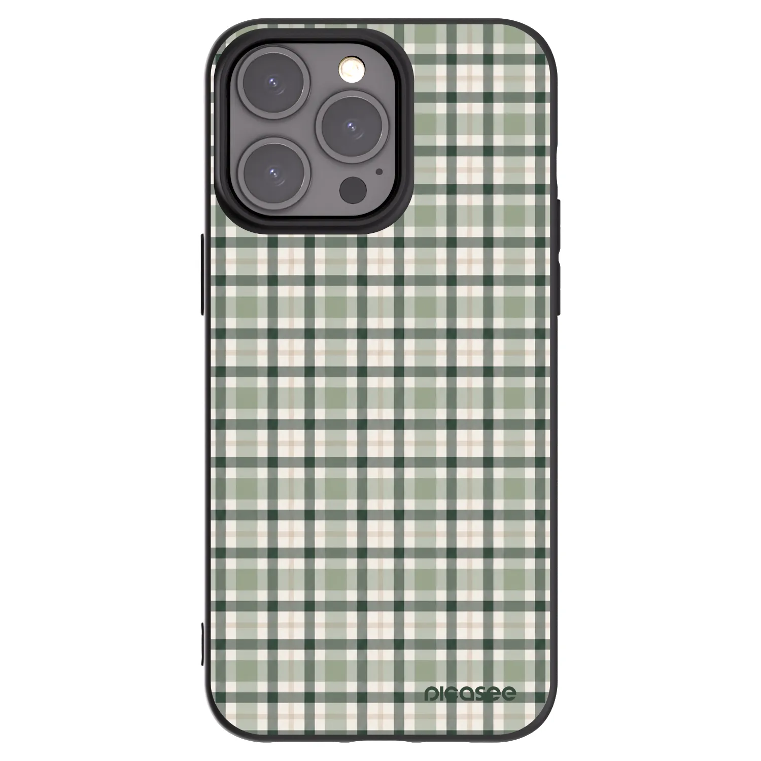 Picasee silikonowe czarne etui na Apple iPhone 15 Pro Max - Sage Tartan