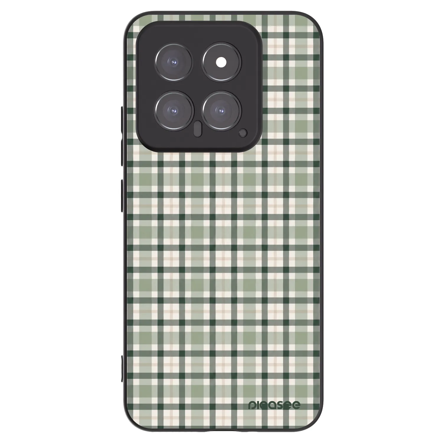 Picasee silikonowe czarne etui na Xiaomi 14 - Sage Tartan