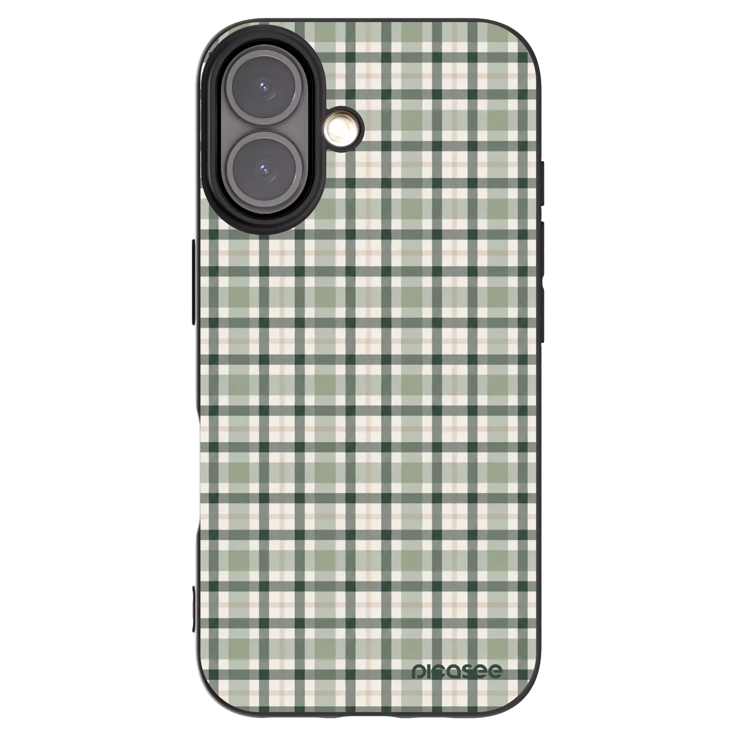 Picasee silikonowe czarne etui na Apple iPhone 16 - Sage Tartan