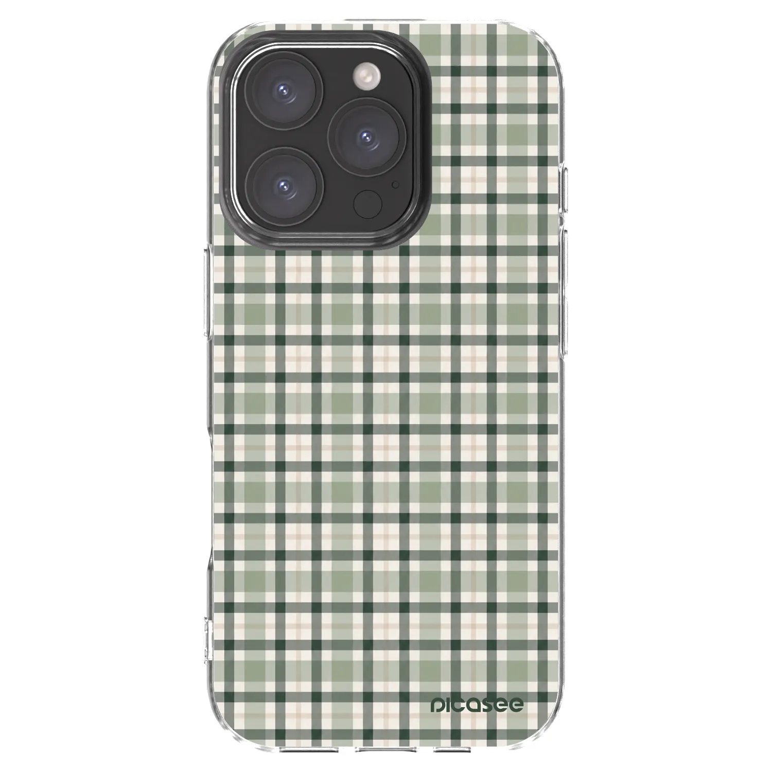 Picasee silikonowe przeźroczyste etui na Apple iPhone 16 Pro - Sage Tartan