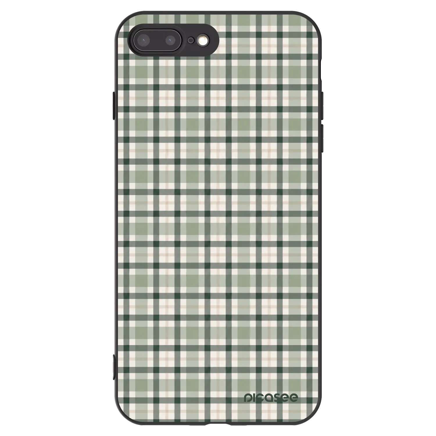 Picasee silikonowe czarne etui na Apple iPhone 8 Plus - Sage Tartan
