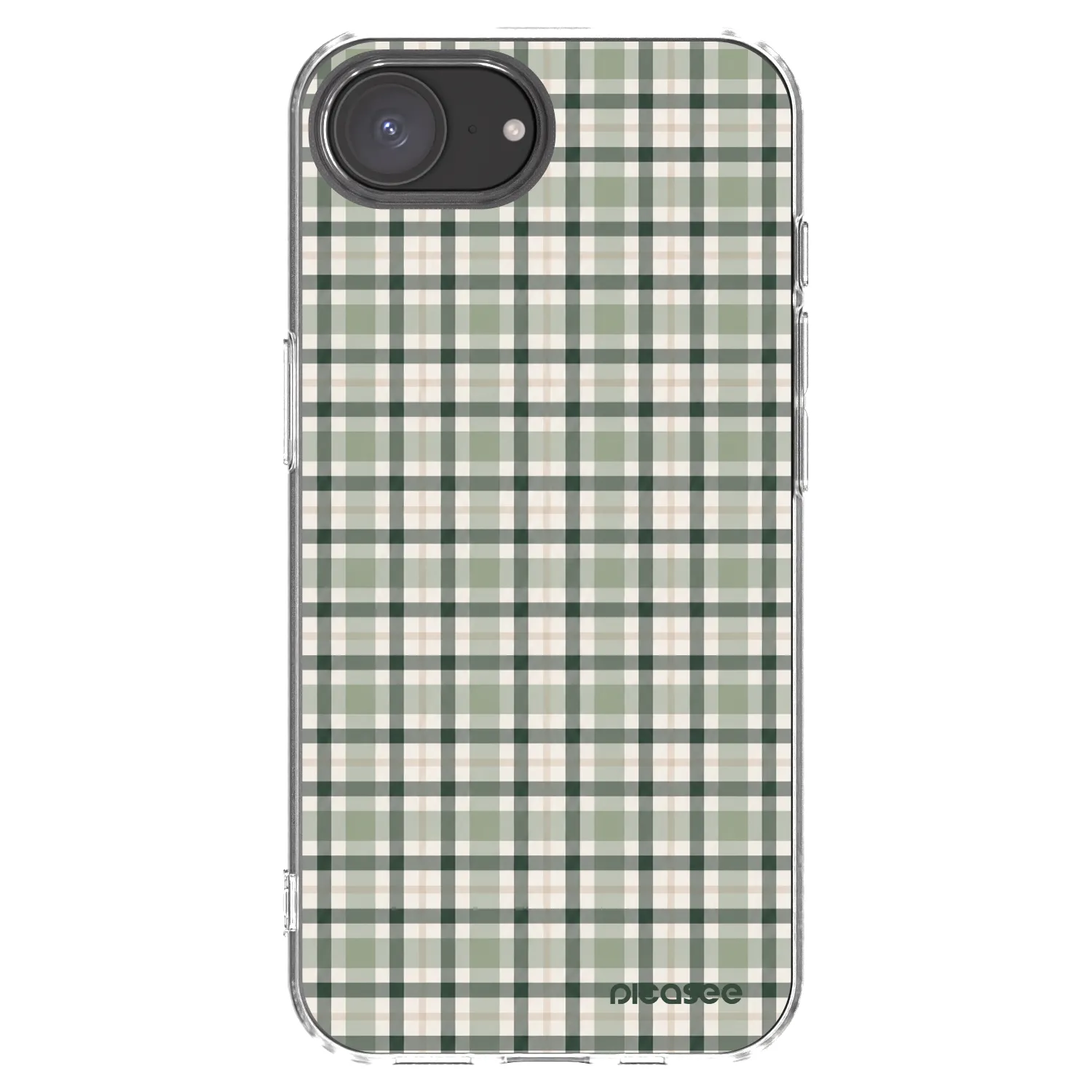 Picasee silikonowe przeźroczyste etui na Apple iPhone 16e - Sage Tartan