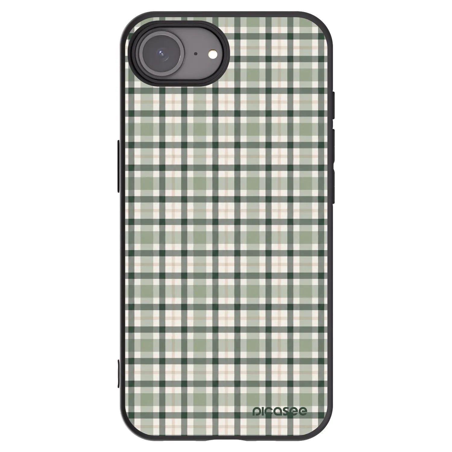 Picasee silikonowe czarne etui na Apple iPhone 16e - Sage Tartan