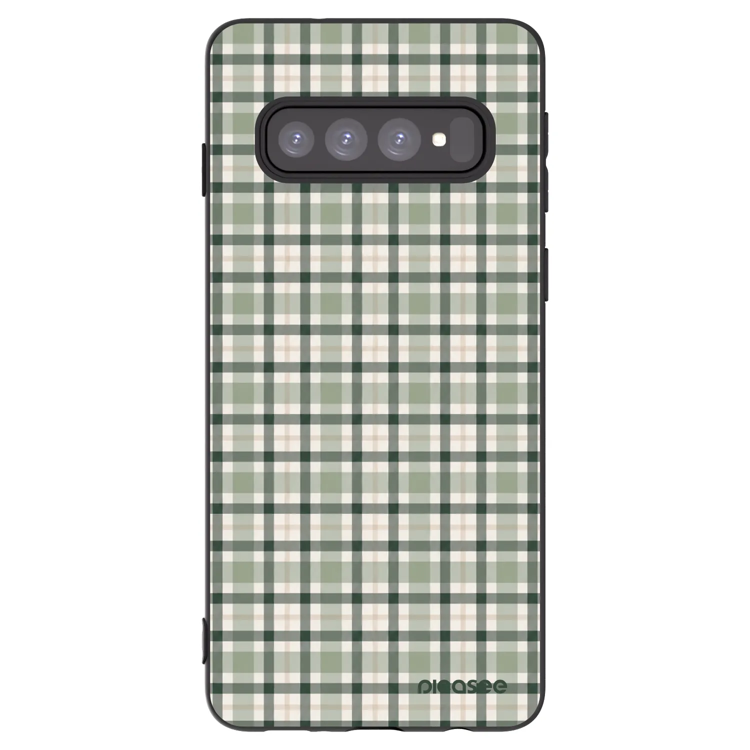 Picasee silikonowe czarne etui na Samsung Galaxy S10 G973 - Sage Tartan