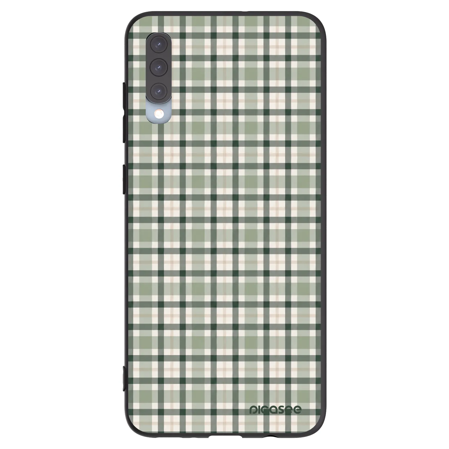 Picasee silikonowe czarne etui na Samsung Galaxy A70 A705F - Sage Tartan