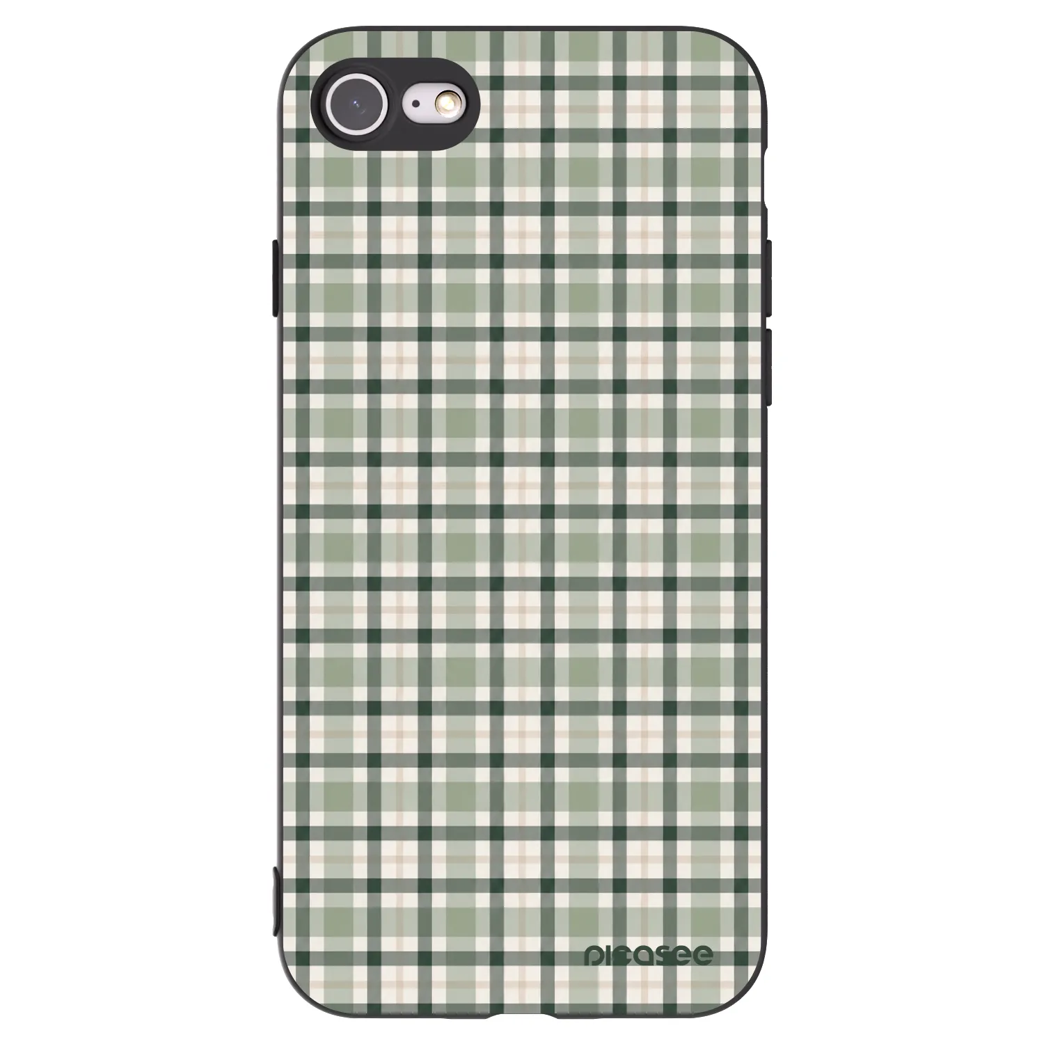 Picasee silikonowe czarne etui na Apple iPhone SE 2020 - Sage Tartan