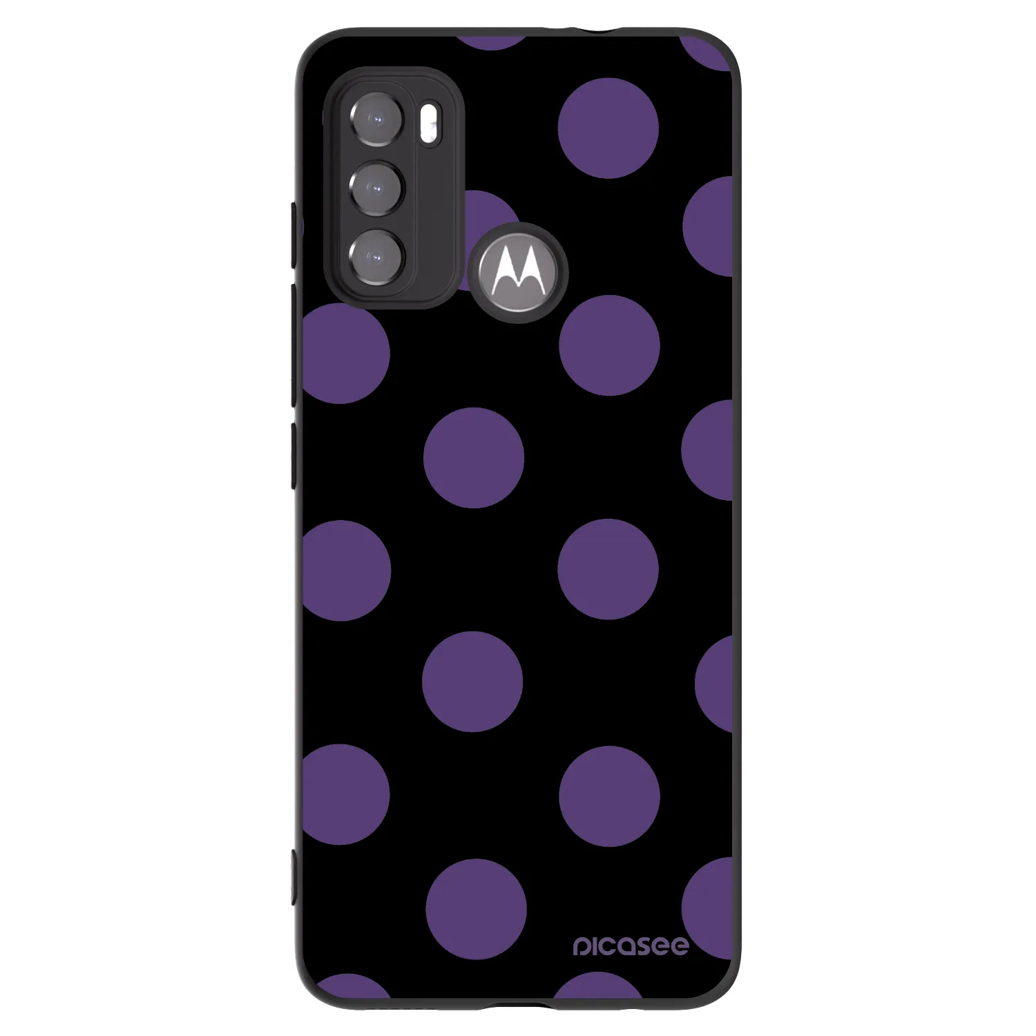 Picasee silikonowe czarne etui na Motorola Moto G60 - Big flickers