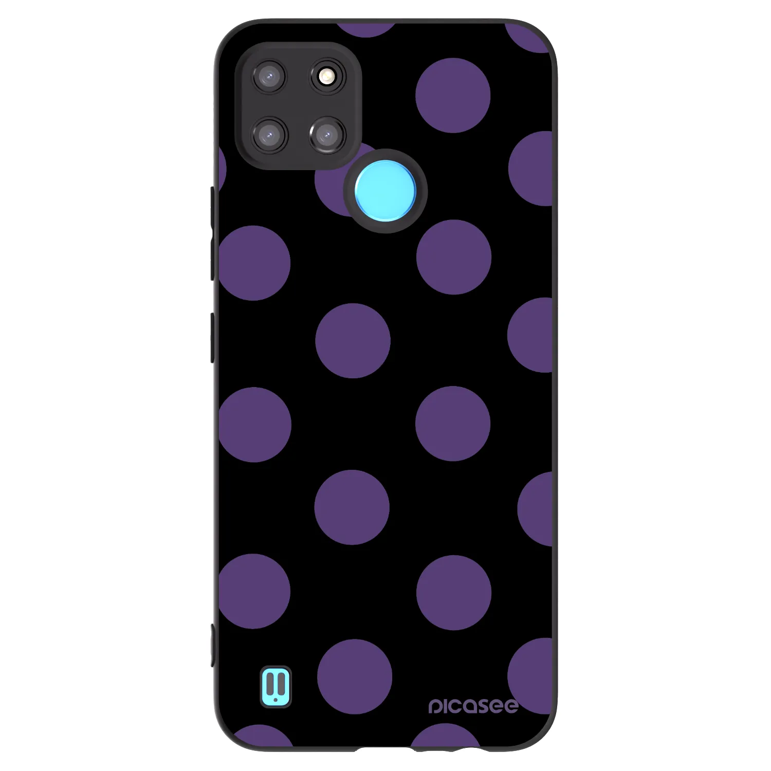 Picasee silikonowe czarne etui na Realme C21Y - Big flickers