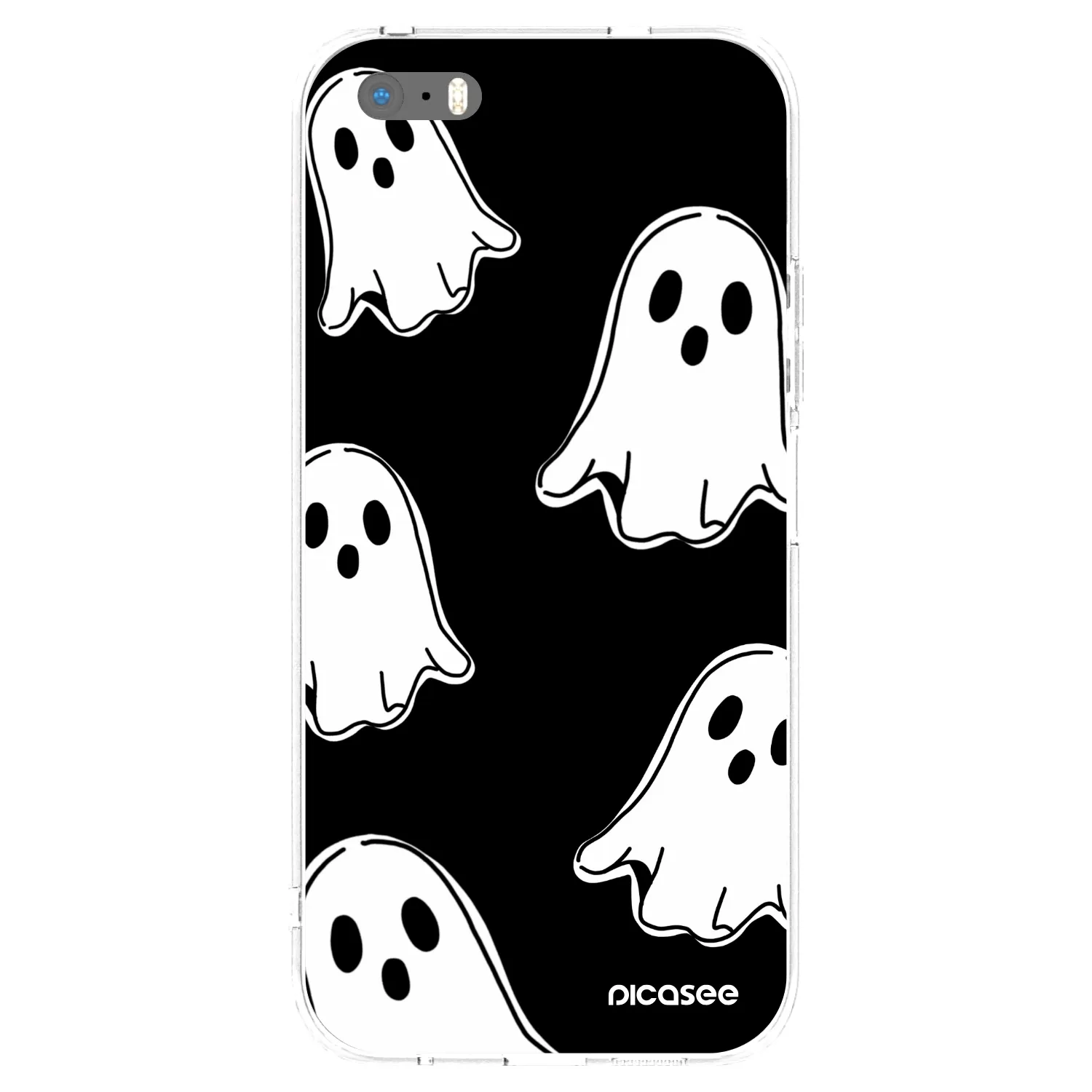 Picasee silikonowe przeźroczyste etui na Apple iPhone 5/5S/SE - Black ghosts