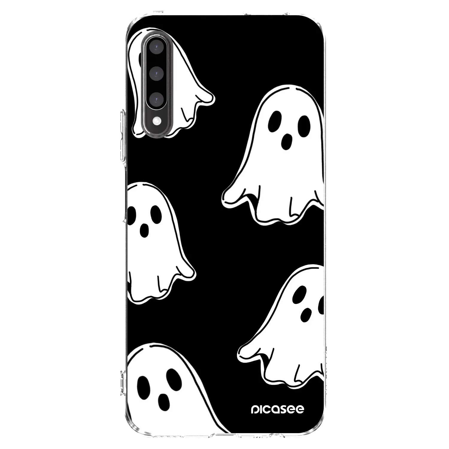Picasee silikonowe przeźroczyste etui na Honor 9X Pro - Black ghosts