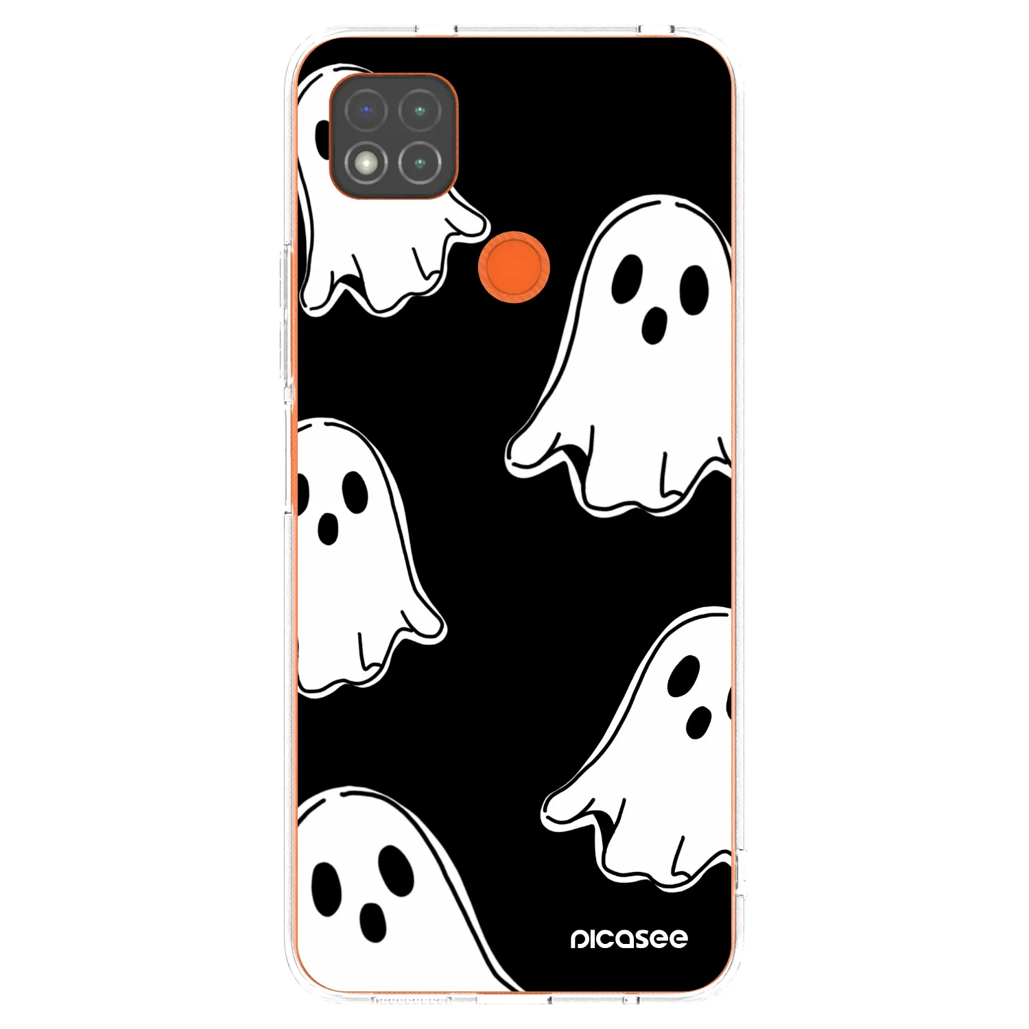 Picasee silikonowe przeźroczyste etui na Xiaomi Redmi 9C - Black ghosts