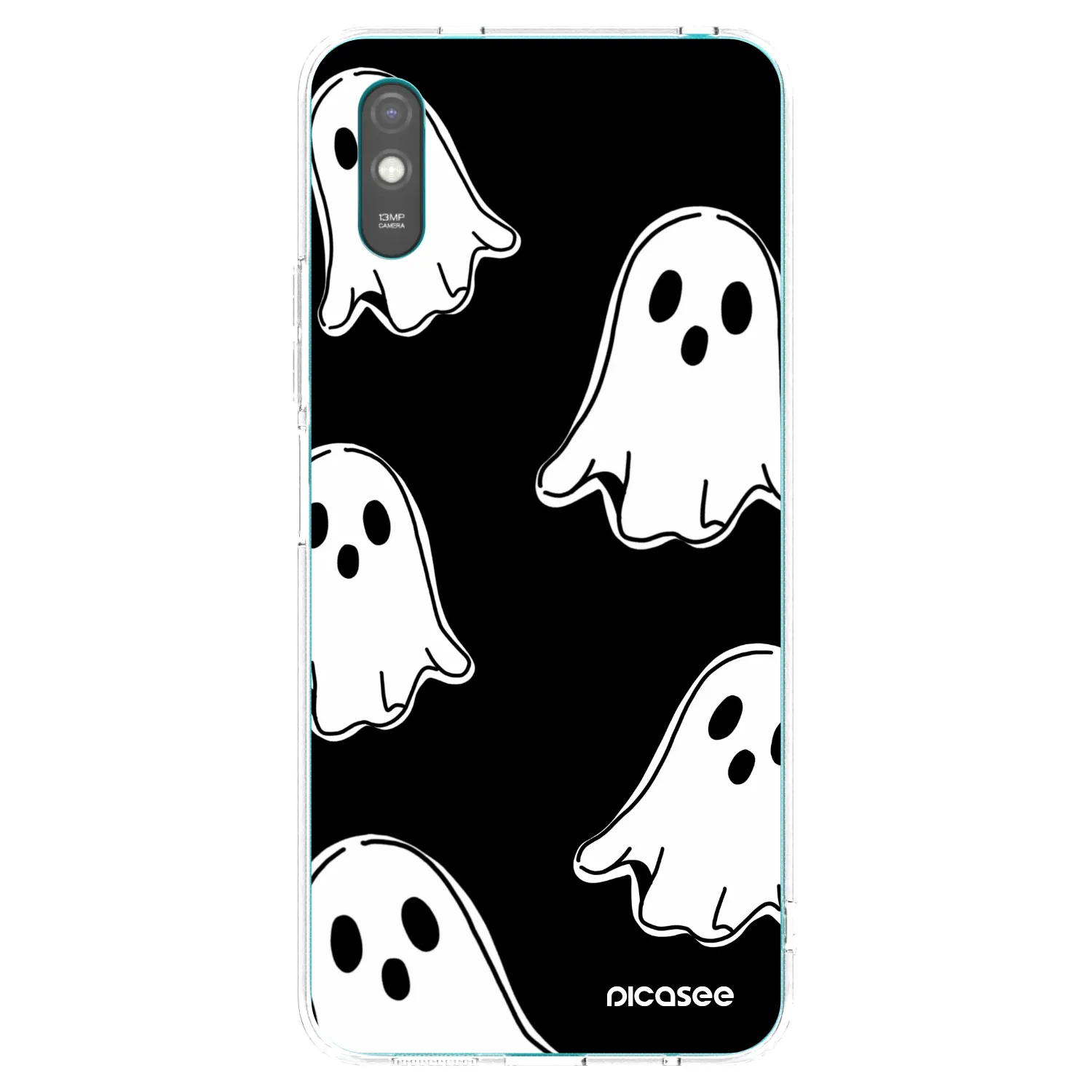 Picasee silikonowe przeźroczyste etui na Xiaomi Redmi 9A - Black ghosts
