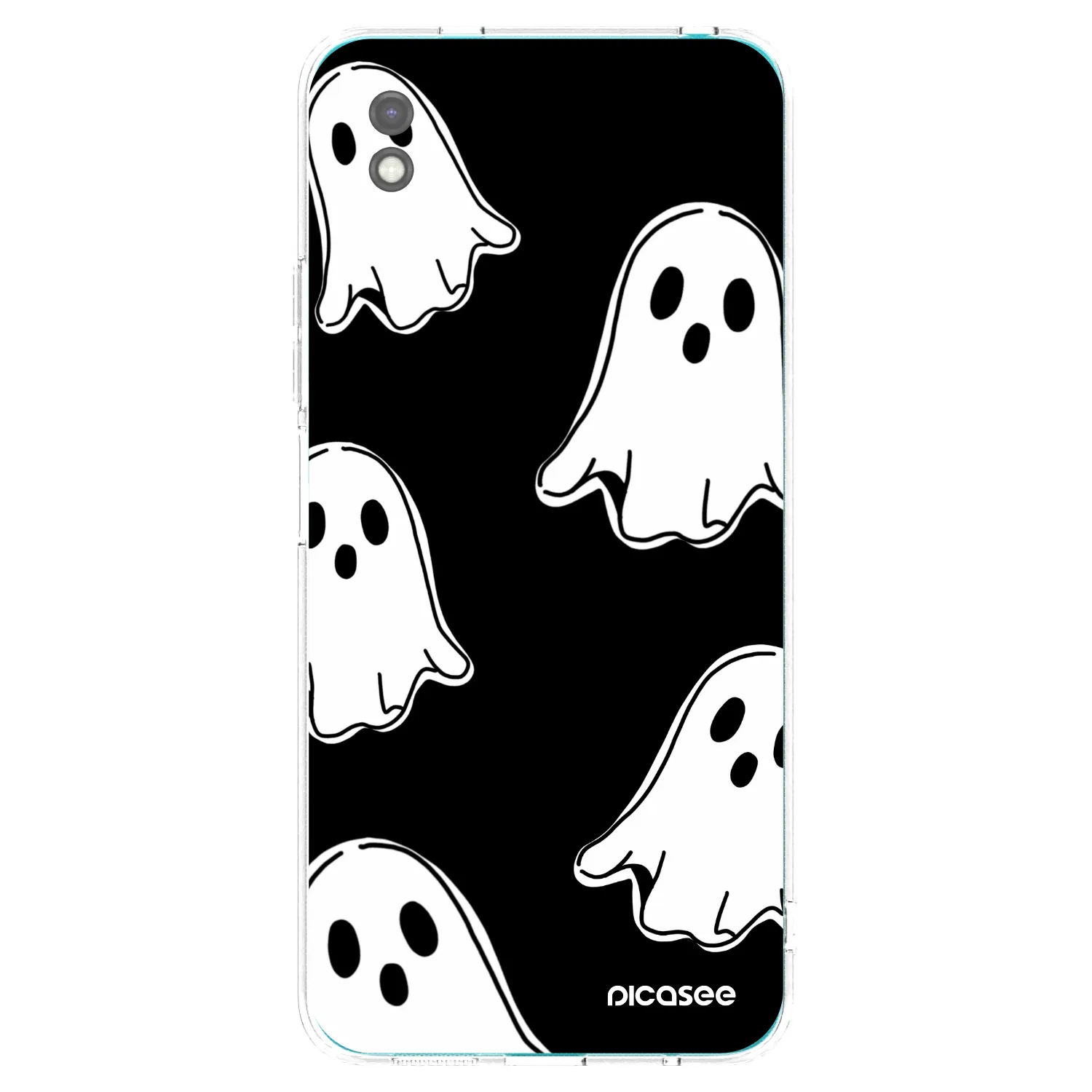 Picasee silikonowe czarne etui na Xiaomi Redmi 9A - Black ghosts