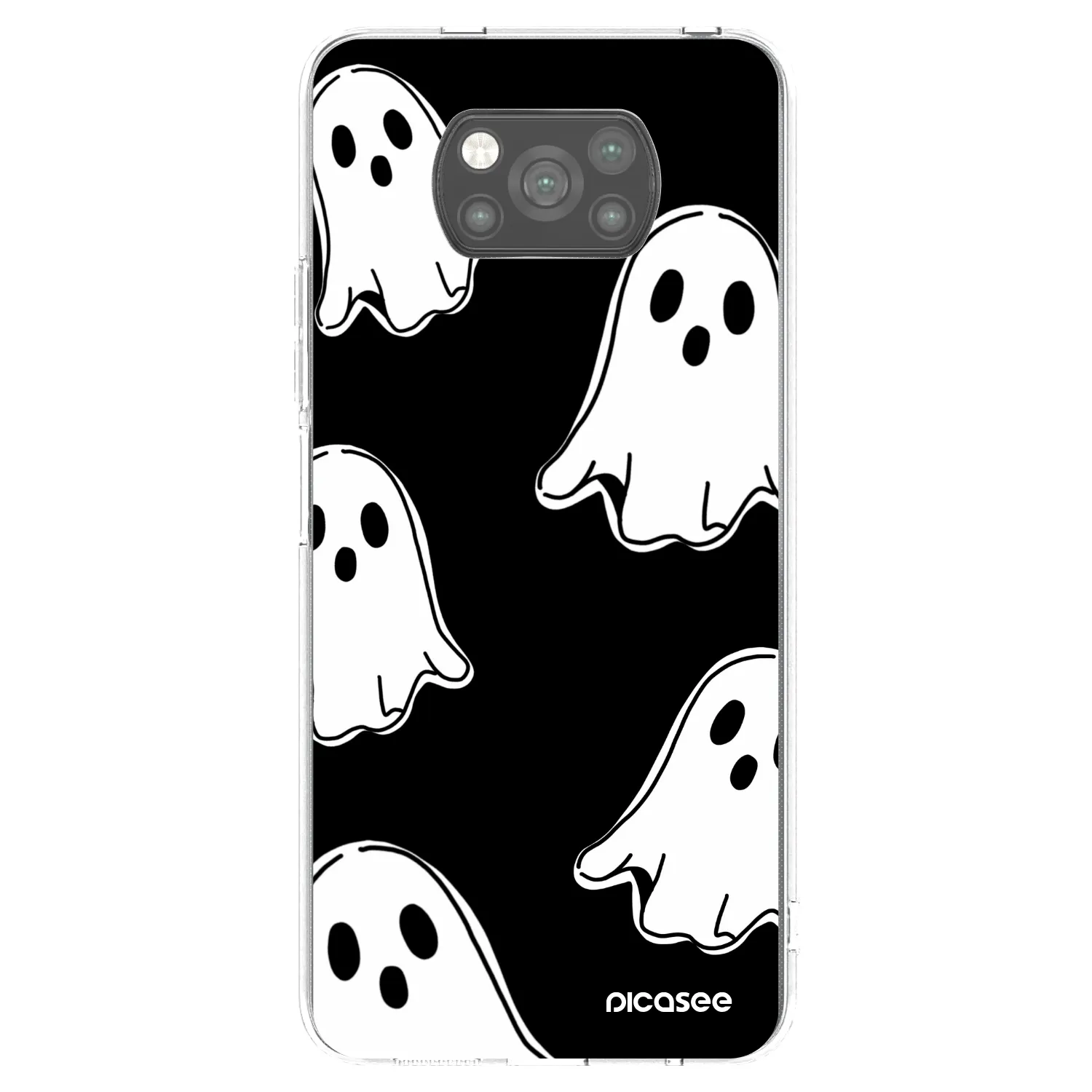 Picasee silikonowe czarne etui na Xiaomi Poco X3 - Black ghosts