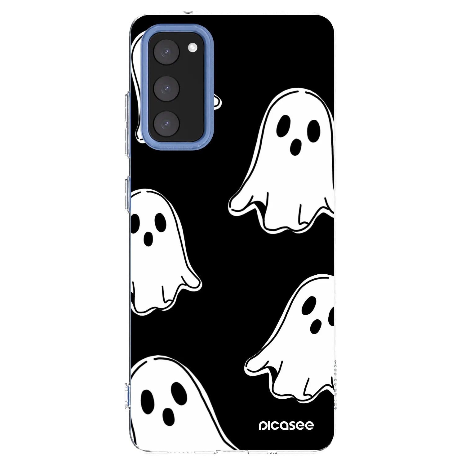Picasee silikonowe przeźroczyste etui na Samsung Galaxy S20 FE - Black ghosts