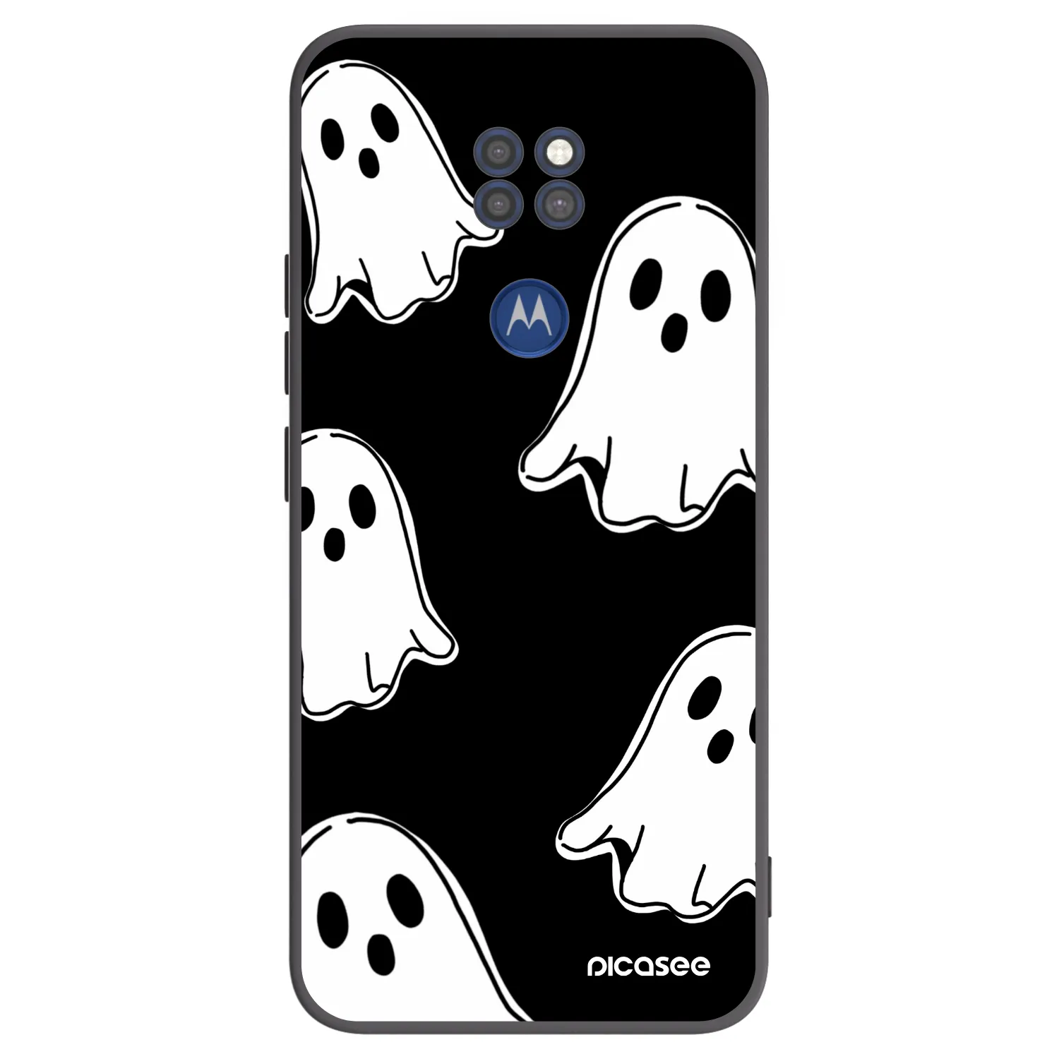 Picasee silikonowe czarne etui na Motorola Moto G9 Play - Black ghosts
