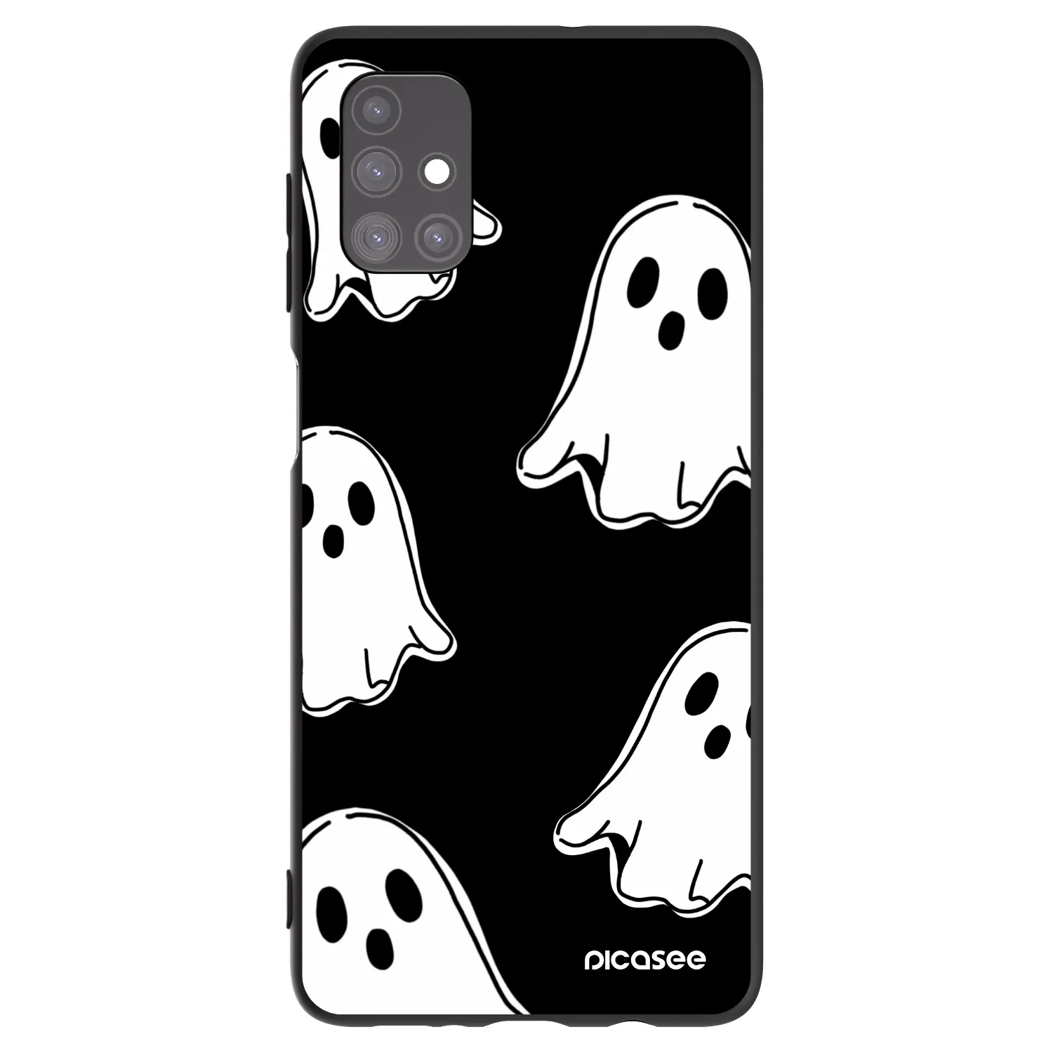 Picasee silikonowe czarne etui na Samsung Galaxy M51 M515F - Black ghosts