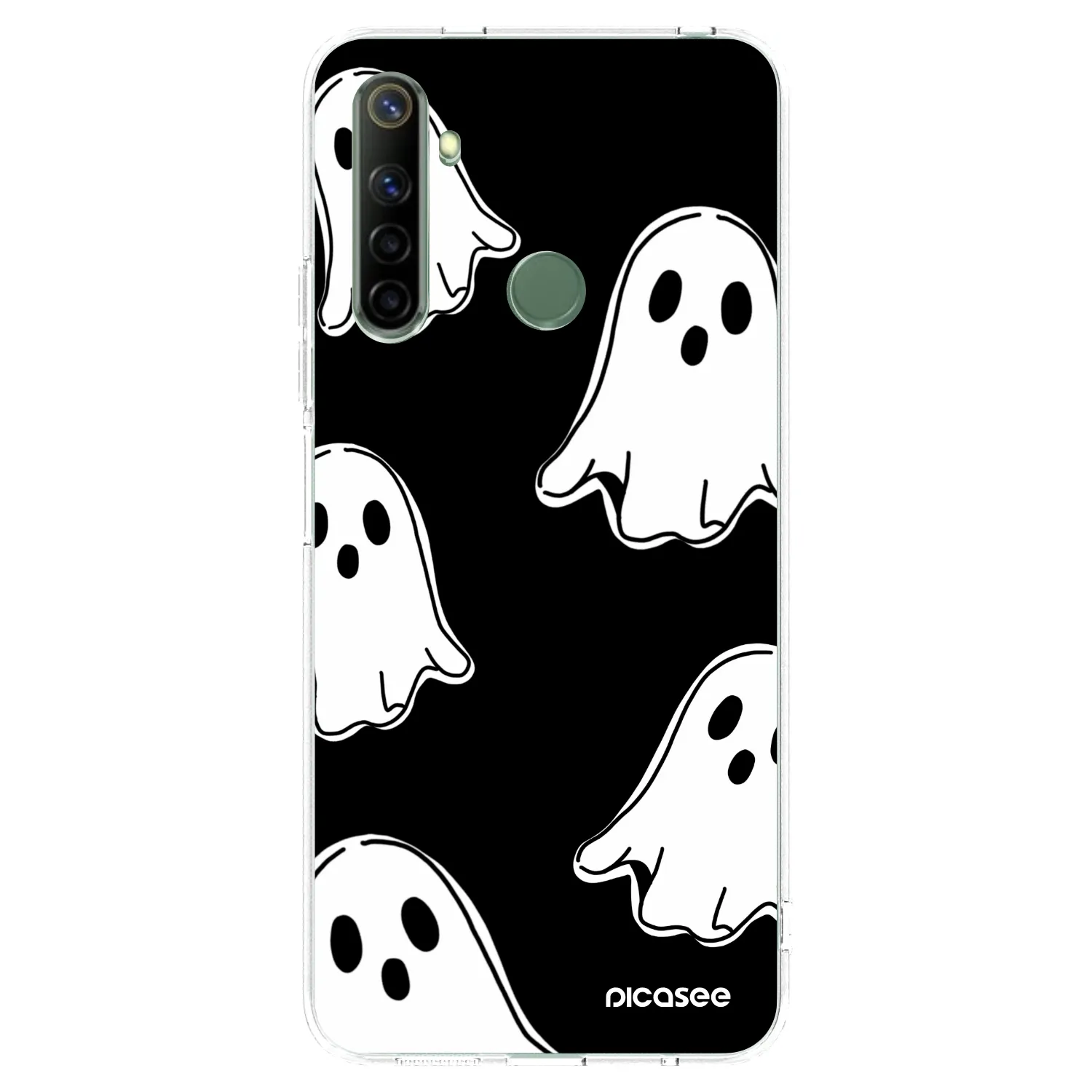 Picasee silikonowe przeźroczyste etui na Realme 6i - Black ghosts
