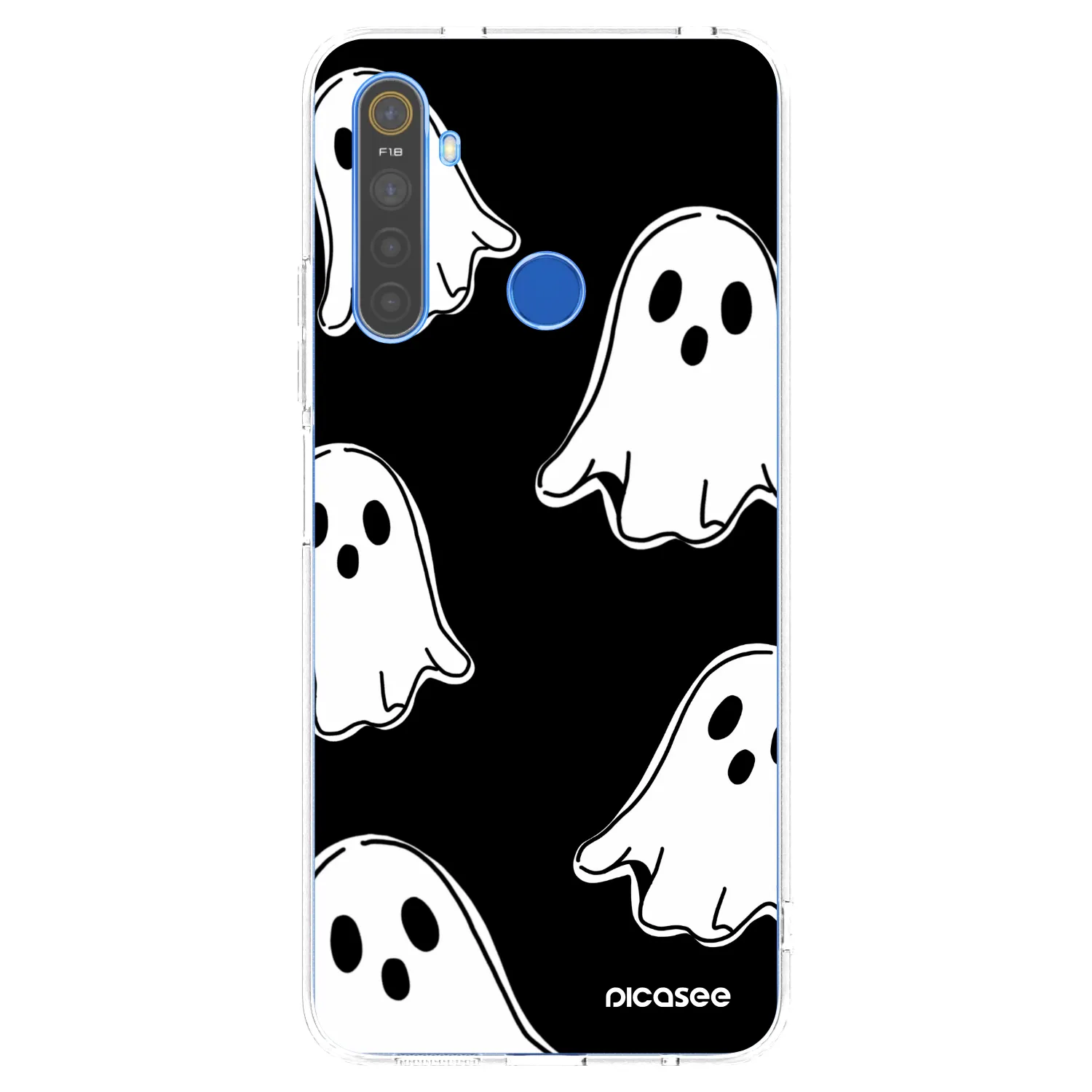 Picasee silikonowe przeźroczyste etui na Realme 5 - Black ghosts