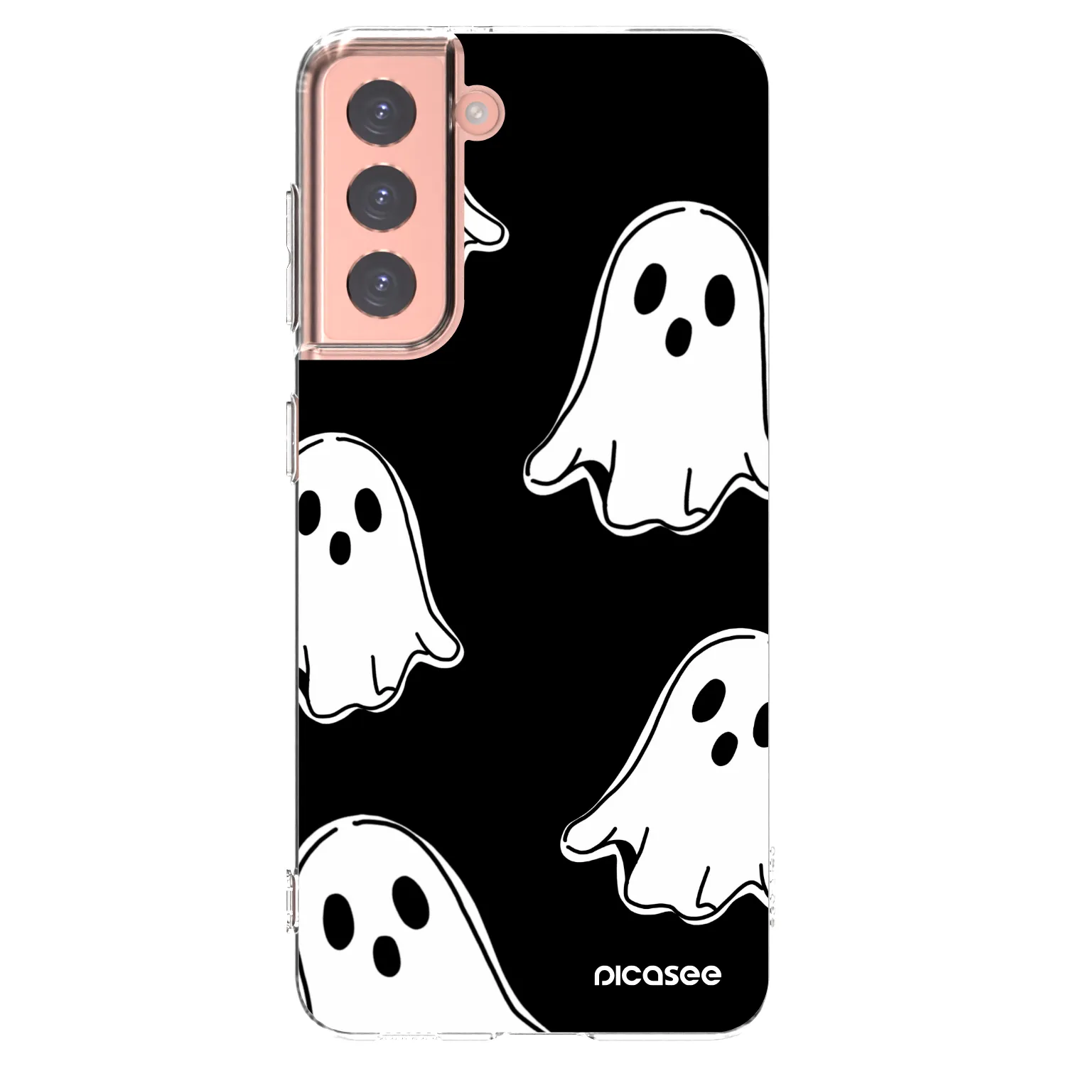 Picasee silikonowe przeźroczyste etui na Samsung Galaxy S21 5G G991B - Black ghosts