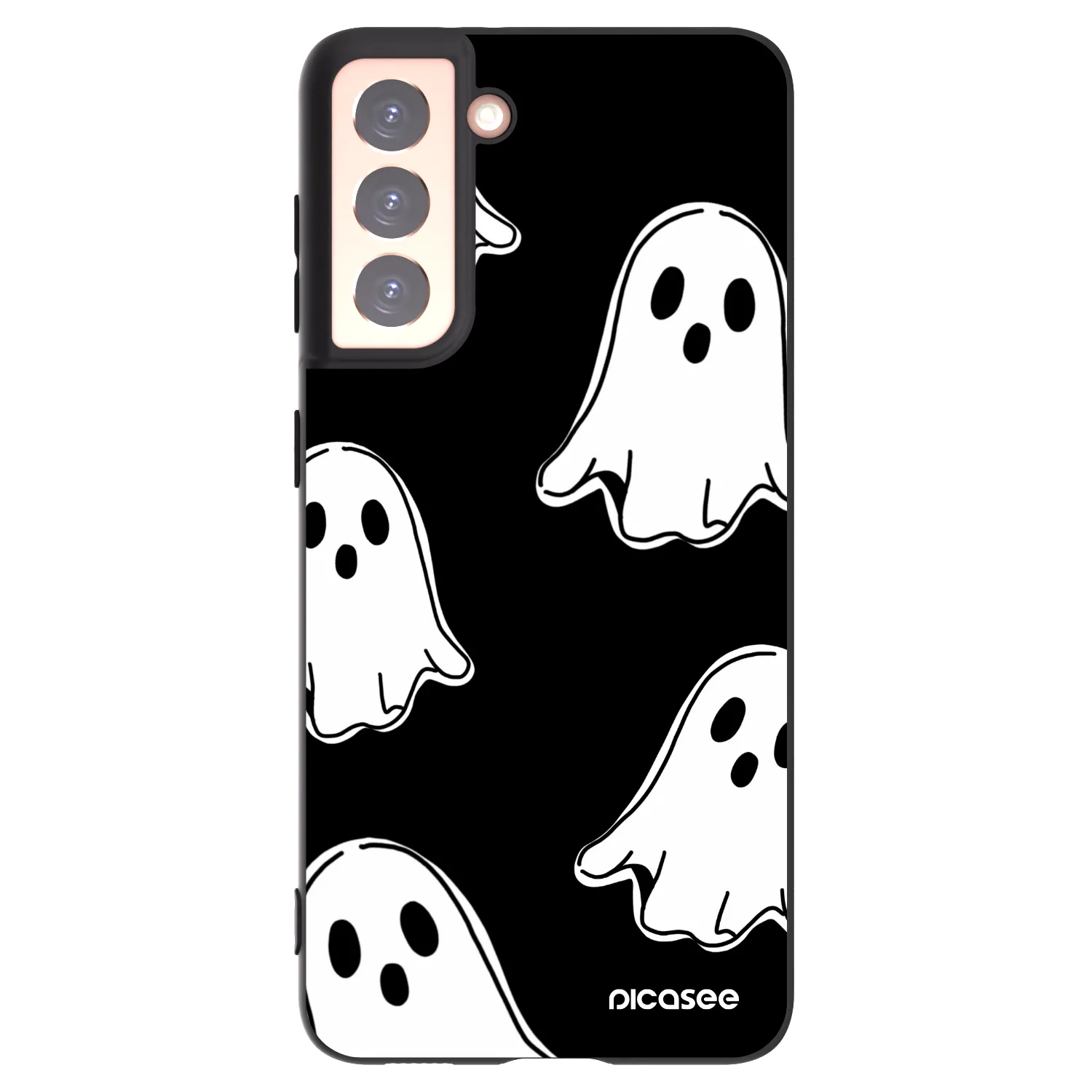 Picasee silikonowe czarne etui na Samsung Galaxy S21 5G G991B - Black ghosts