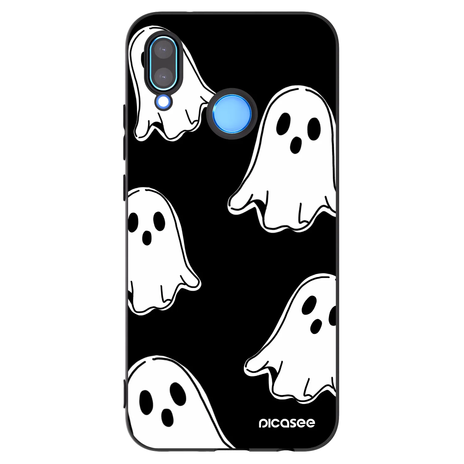 Picasee silikonowe czarne etui na Huawei P20 Lite - Black ghosts