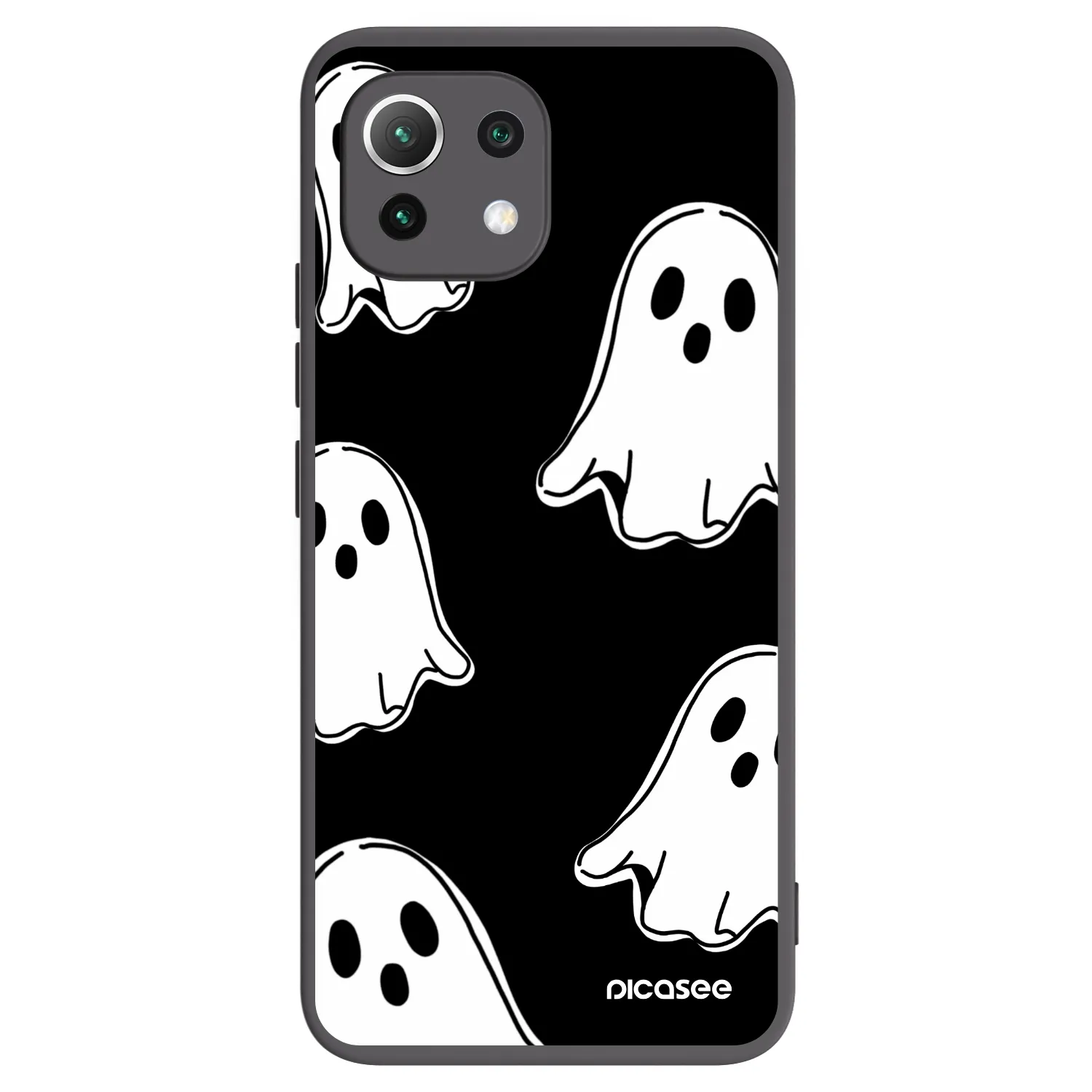 Picasee silikonowe czarne etui na Xiaomi Mi 11 Lite - Black ghosts