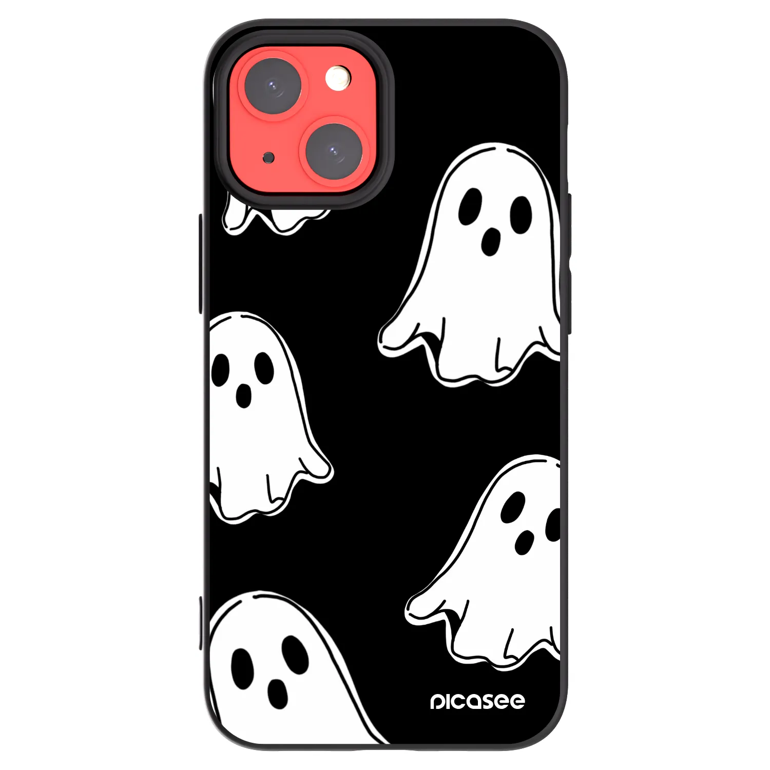 Picasee silikonowe czarne etui na Apple iPhone 13 mini - Black ghosts