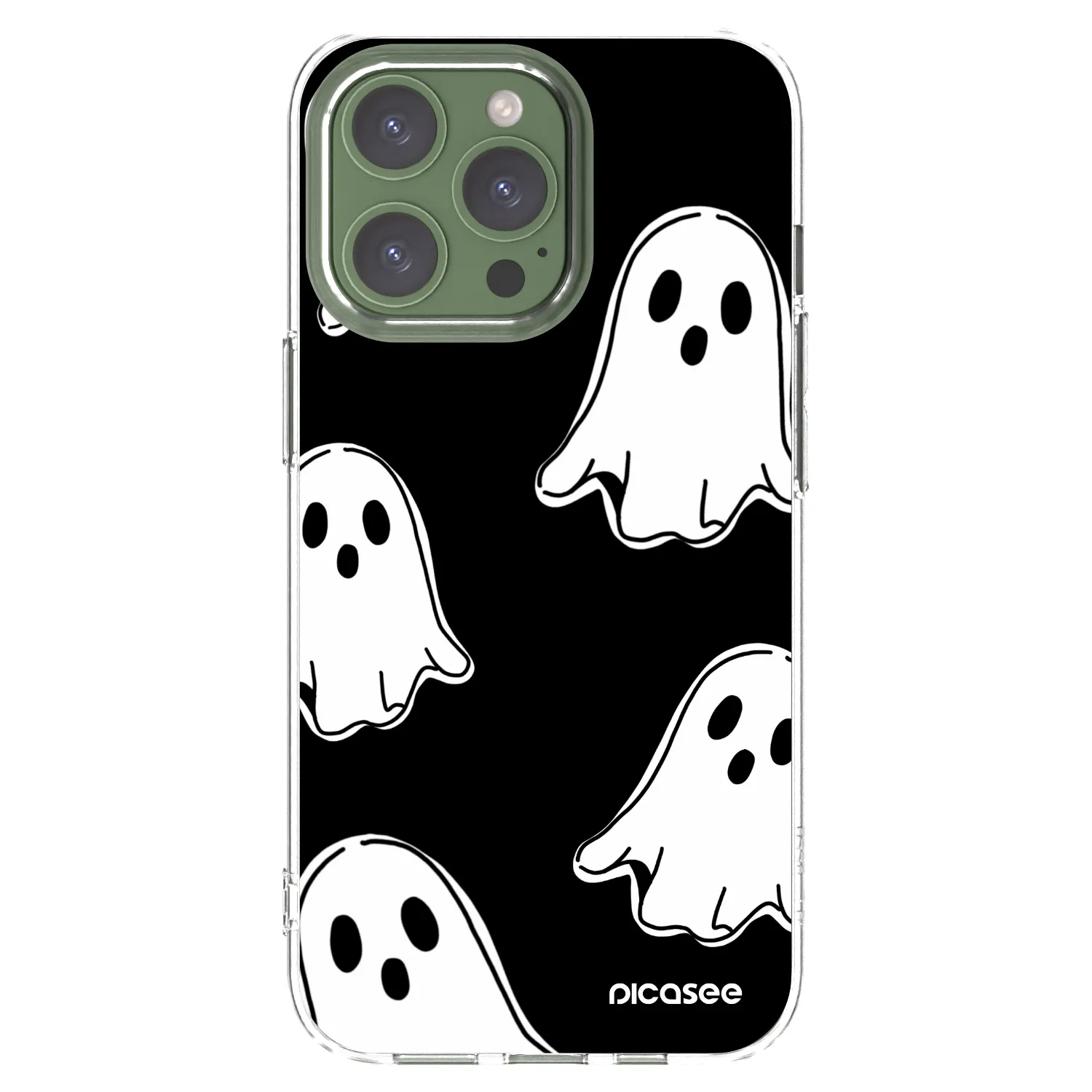 Picasee silikonowe przeźroczyste etui na Apple iPhone 13 Pro - Black ghosts
