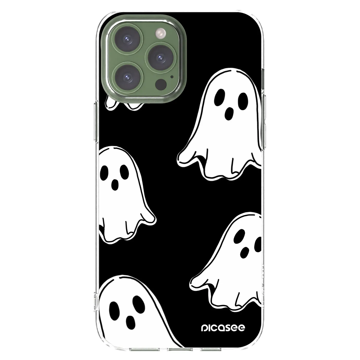 Picasee silikonowe przeźroczyste etui na Apple iPhone 13 Pro Max - Black ghosts
