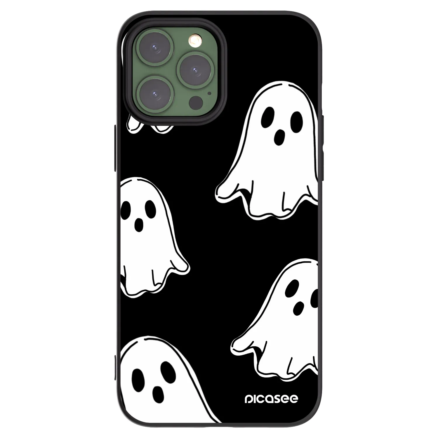 Picasee silikonowe czarne etui na Apple iPhone 13 Pro Max - Black ghosts