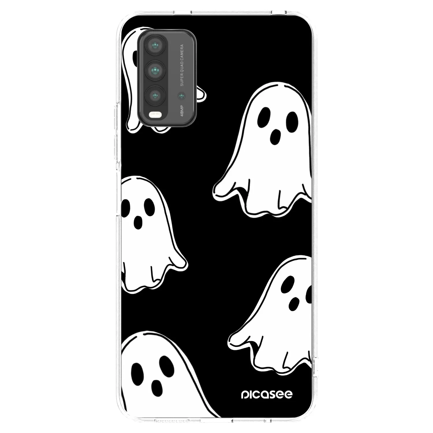 Picasee silikonowe przeźroczyste etui na Xiaomi Redmi 9T - Black ghosts
