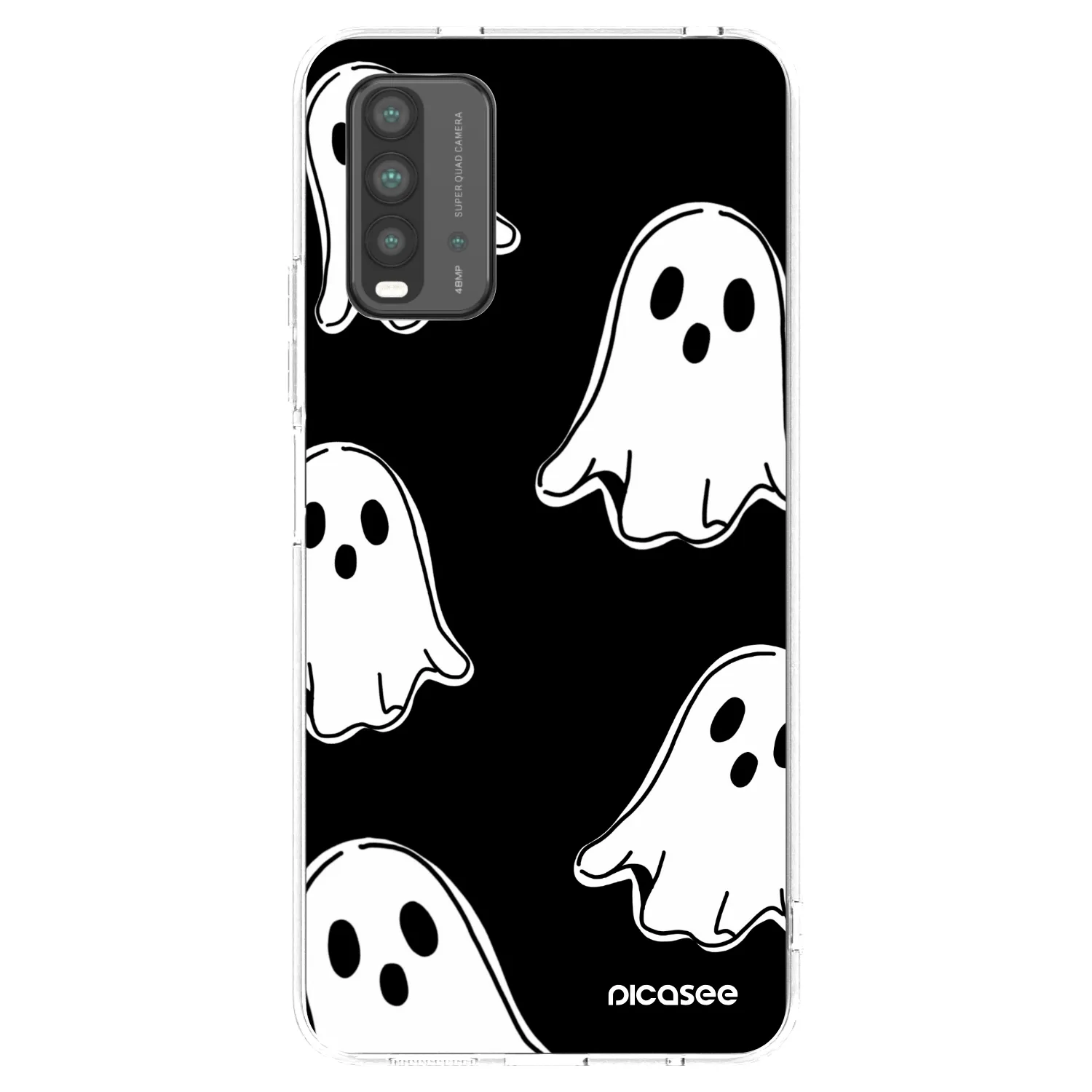 Picasee silikonowe czarne etui na Xiaomi Redmi 9T - Black ghosts