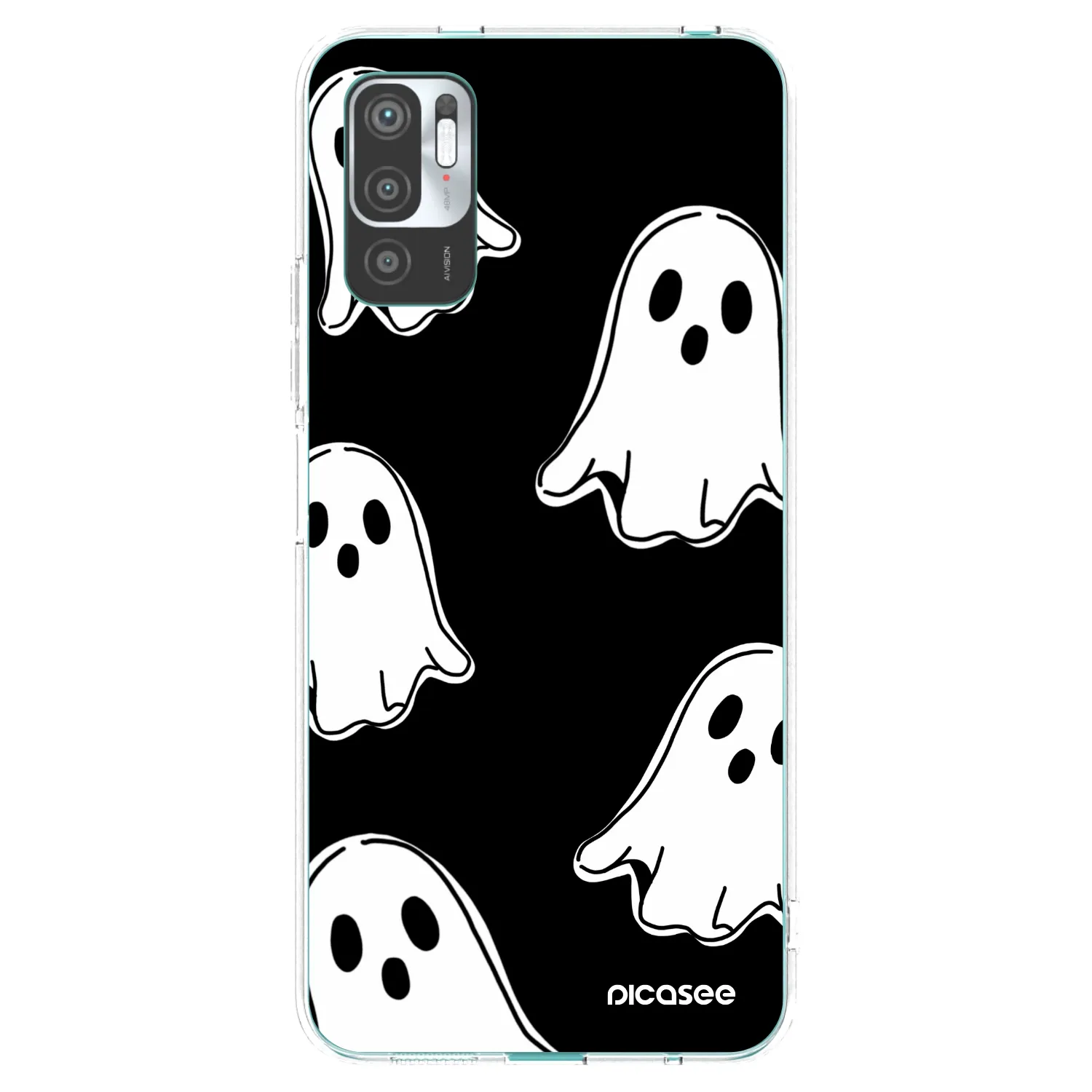 Picasee silikonowe przeźroczyste etui na Xiaomi Redmi Note 10 5G - Black ghosts