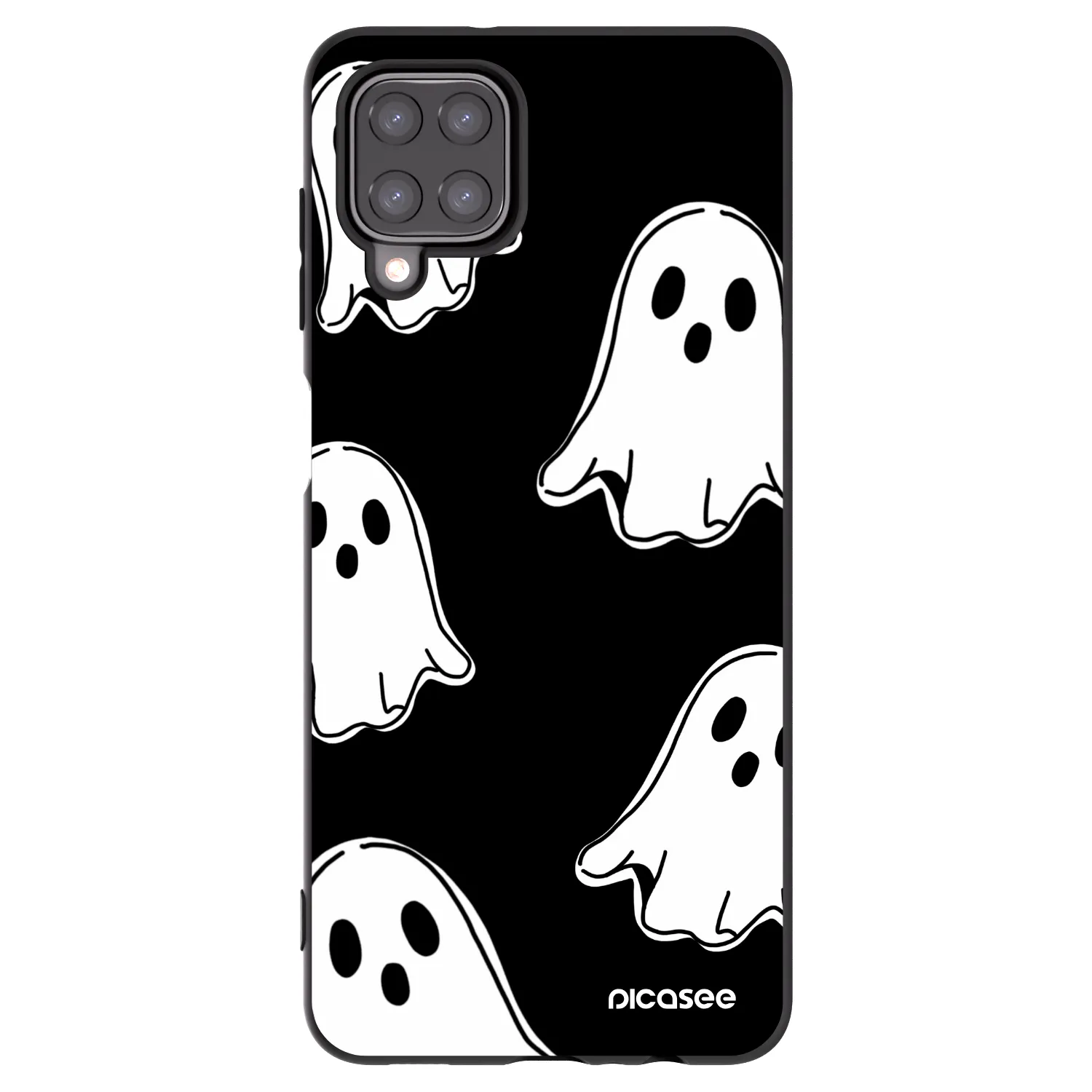 Picasee silikonowe czarne etui na Samsung Galaxy M12 M127F - Black ghosts