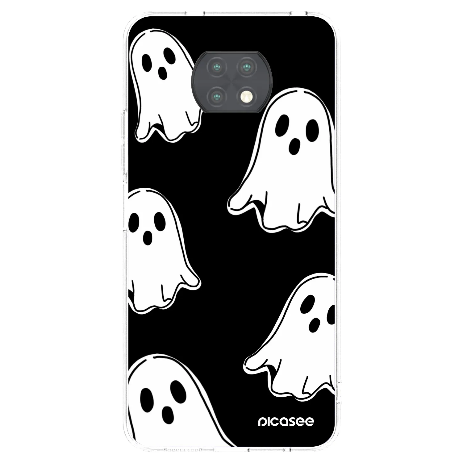 Picasee silikonowe przeźroczyste etui na Xiaomi Redmi Note 9T - Black ghosts