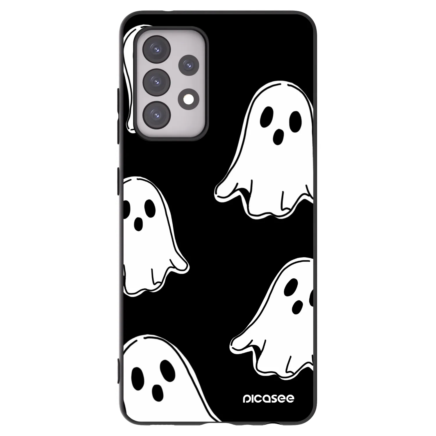 Picasee silikonowe czarne etui na Samsung Galaxy A52s 5G A528B - Black ghosts