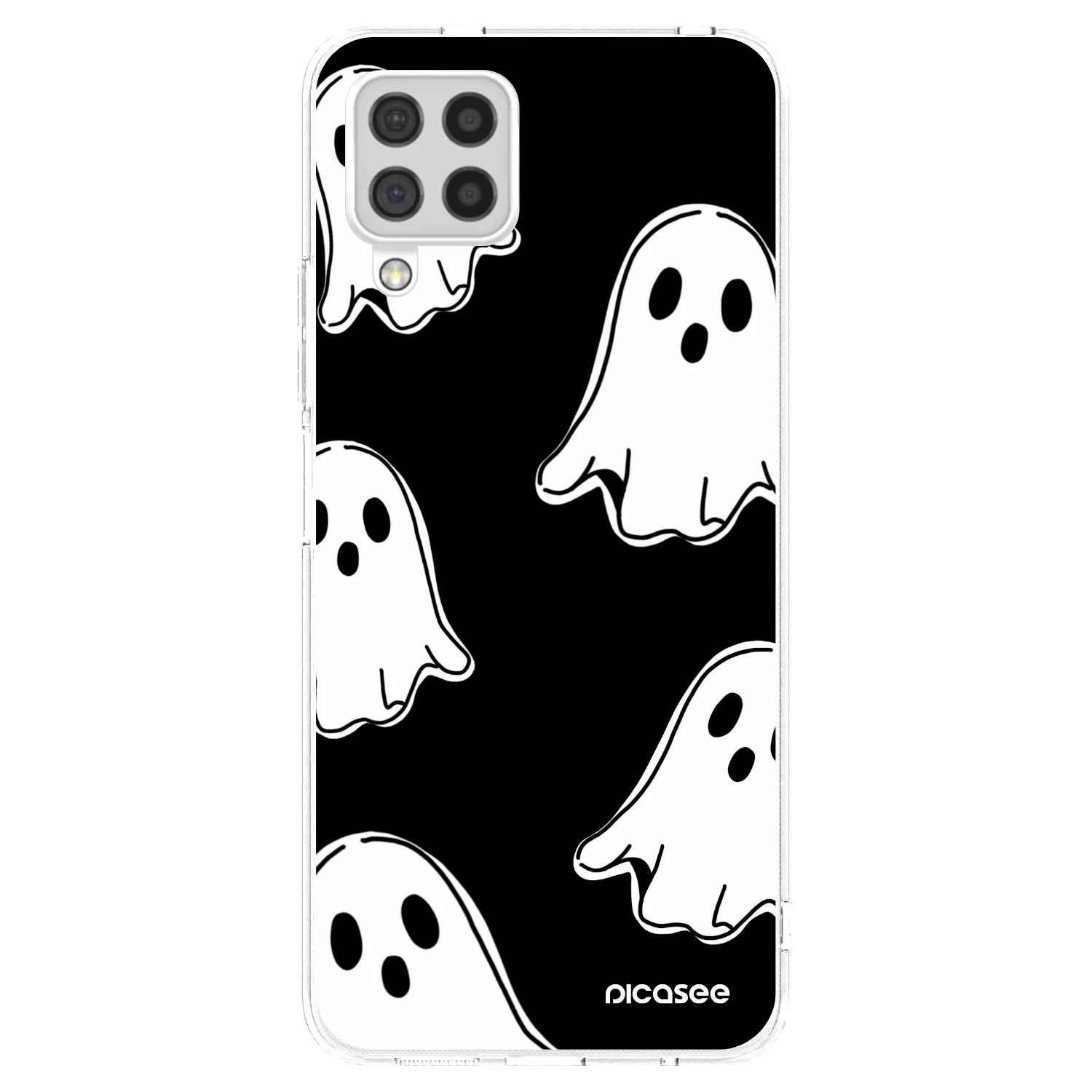 Picasee silikonowe przeźroczyste etui na Samsung Galaxy A22 A225F 4G - Black ghosts