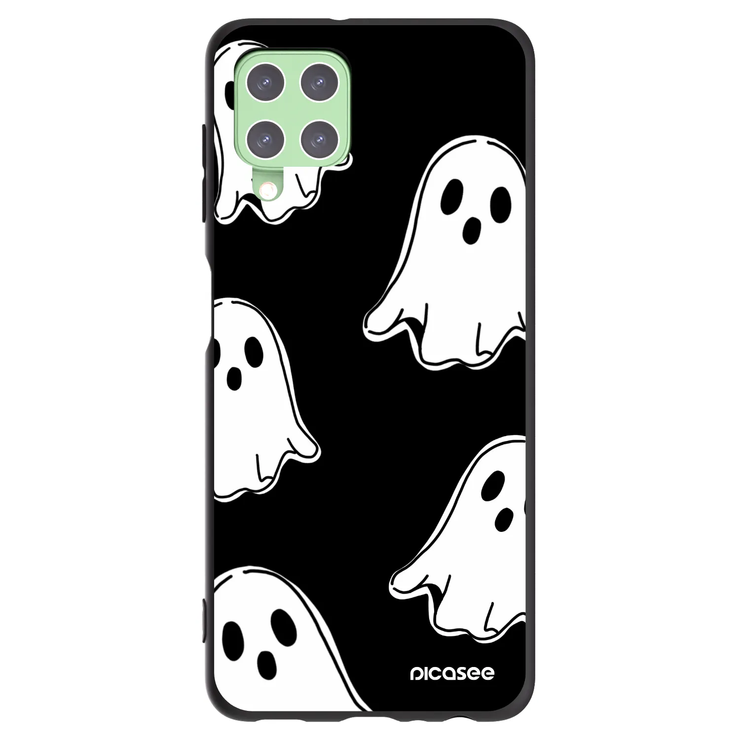 Picasee silikonowe czarne etui na Samsung Galaxy A22 A225F 4G - Black ghosts