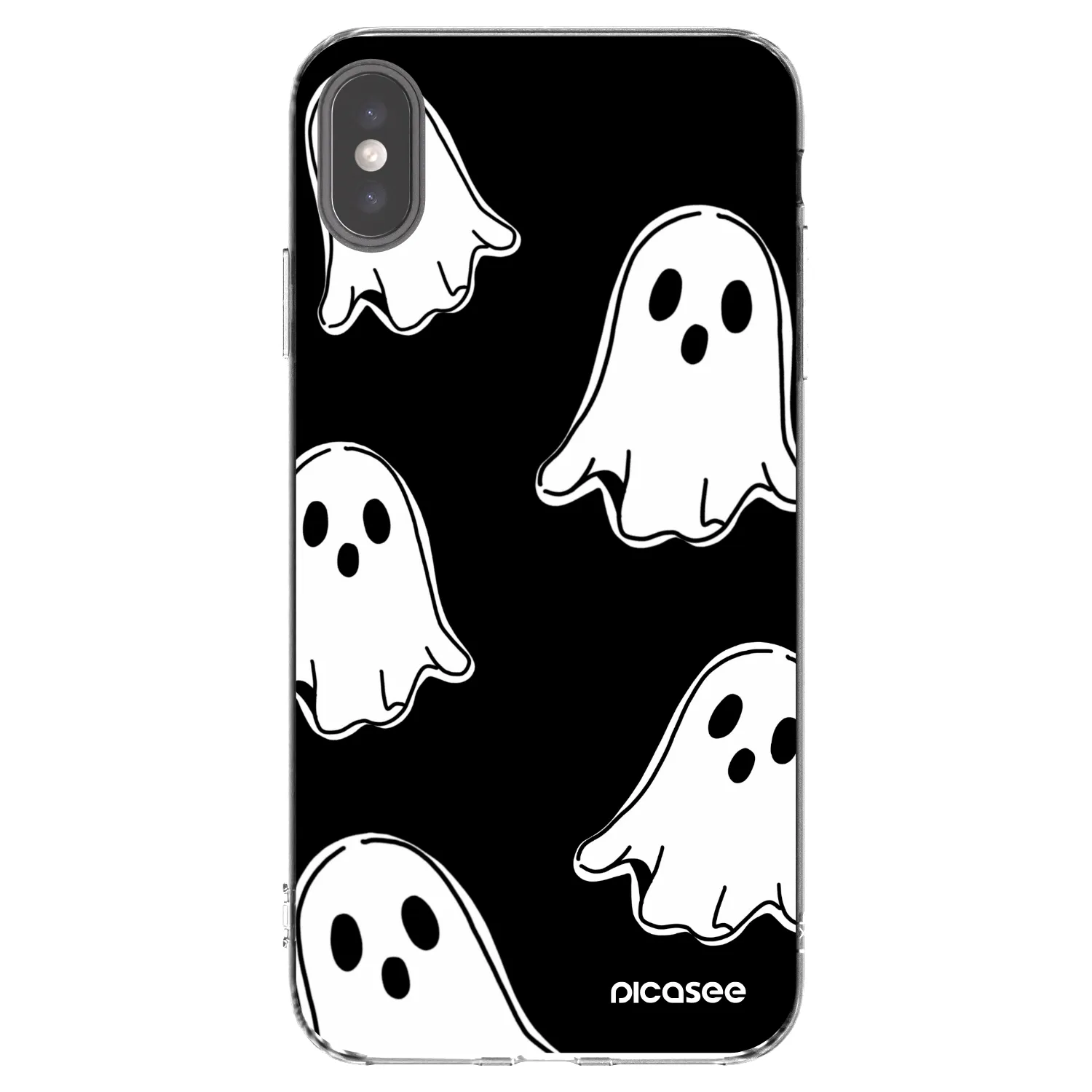 Picasee silikonowe przeźroczyste etui na Apple iPhone XS Max - Black ghosts