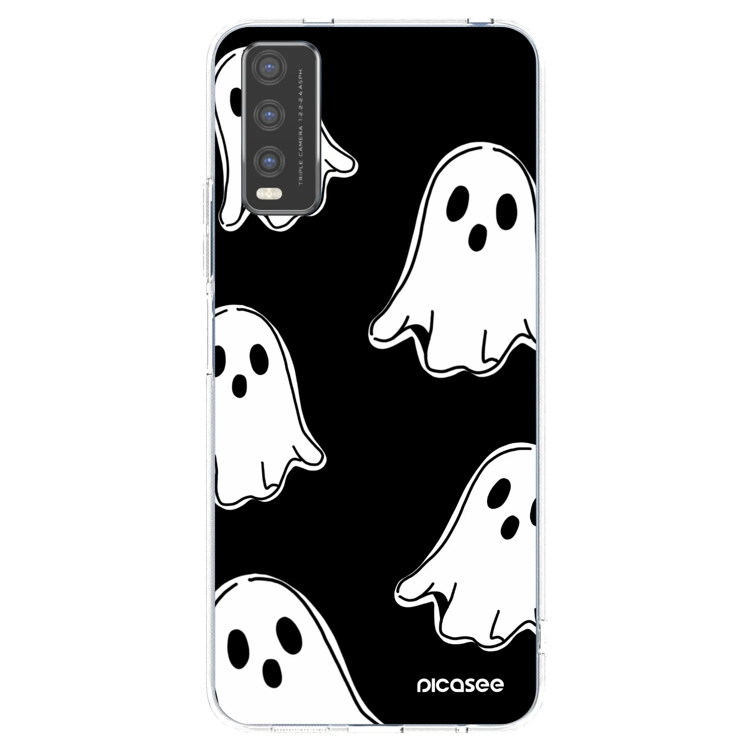 Picasee silikonowe przeźroczyste etui na Vivo Y20s - Black ghosts