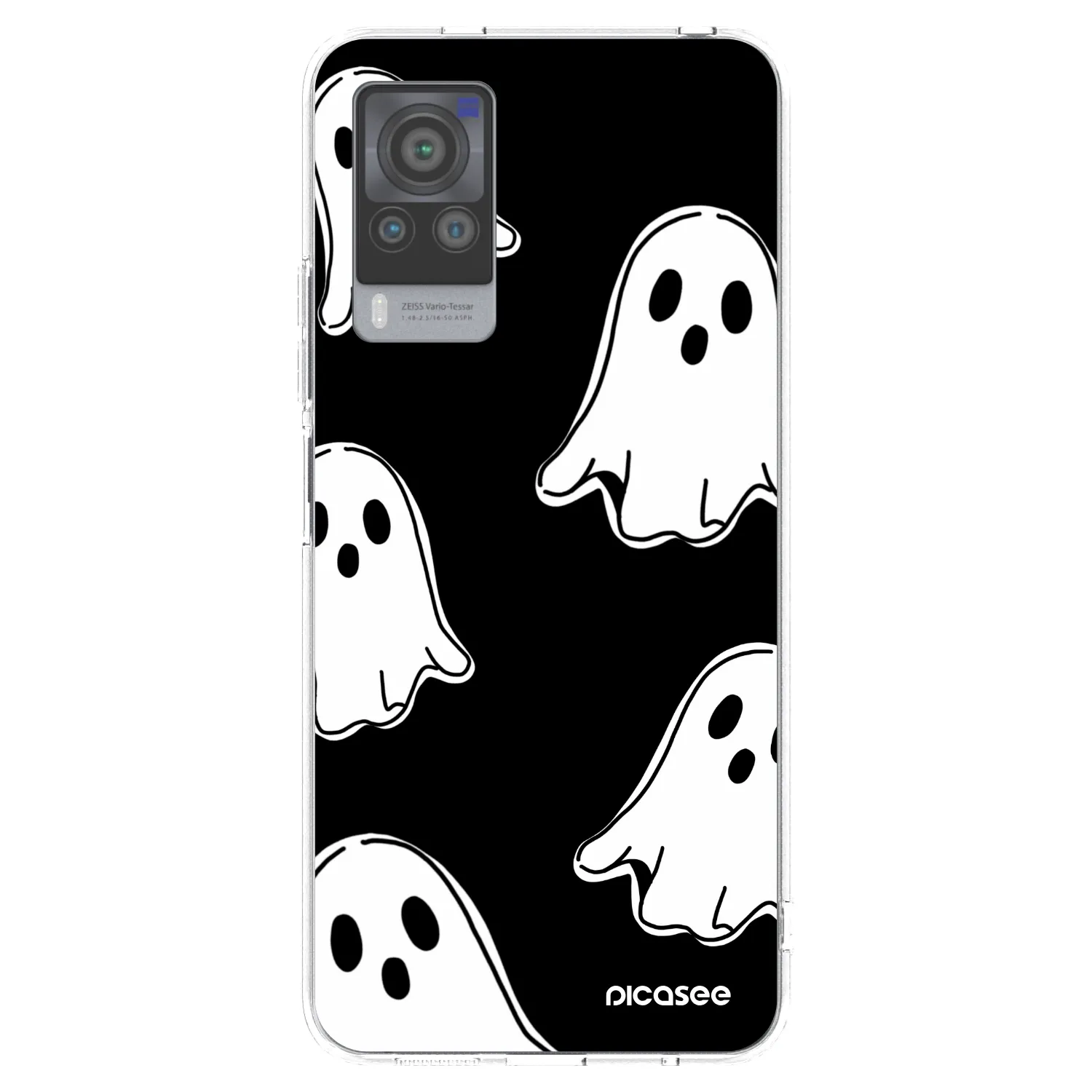 Picasee silikonowe przeźroczyste etui na Vivo X60 Pro 5G - Black ghosts