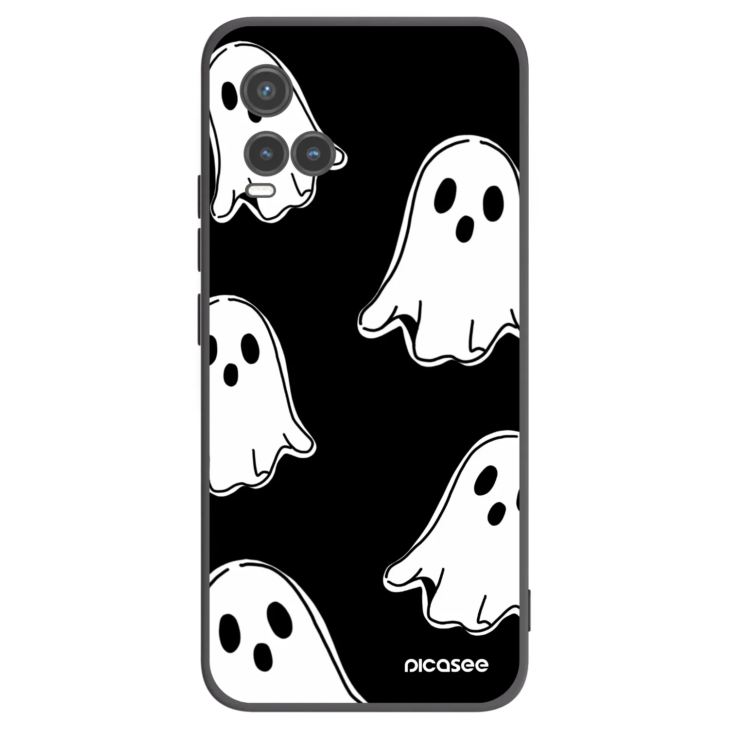 Picasee silikonowe czarne etui na Vivo Y33s - Black ghosts