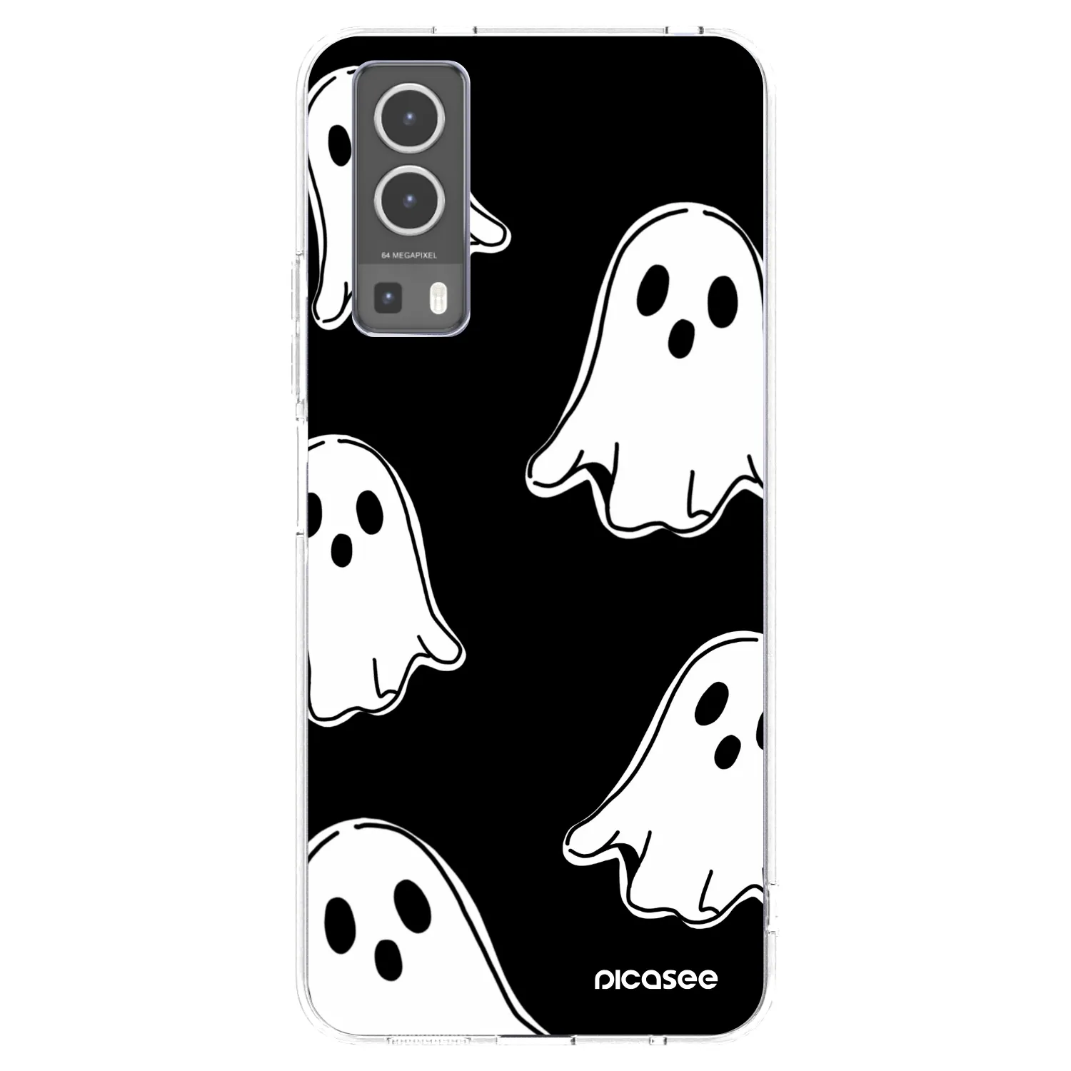 Picasee silikonowe przeźroczyste etui na Vivo Y72 5G - Black ghosts