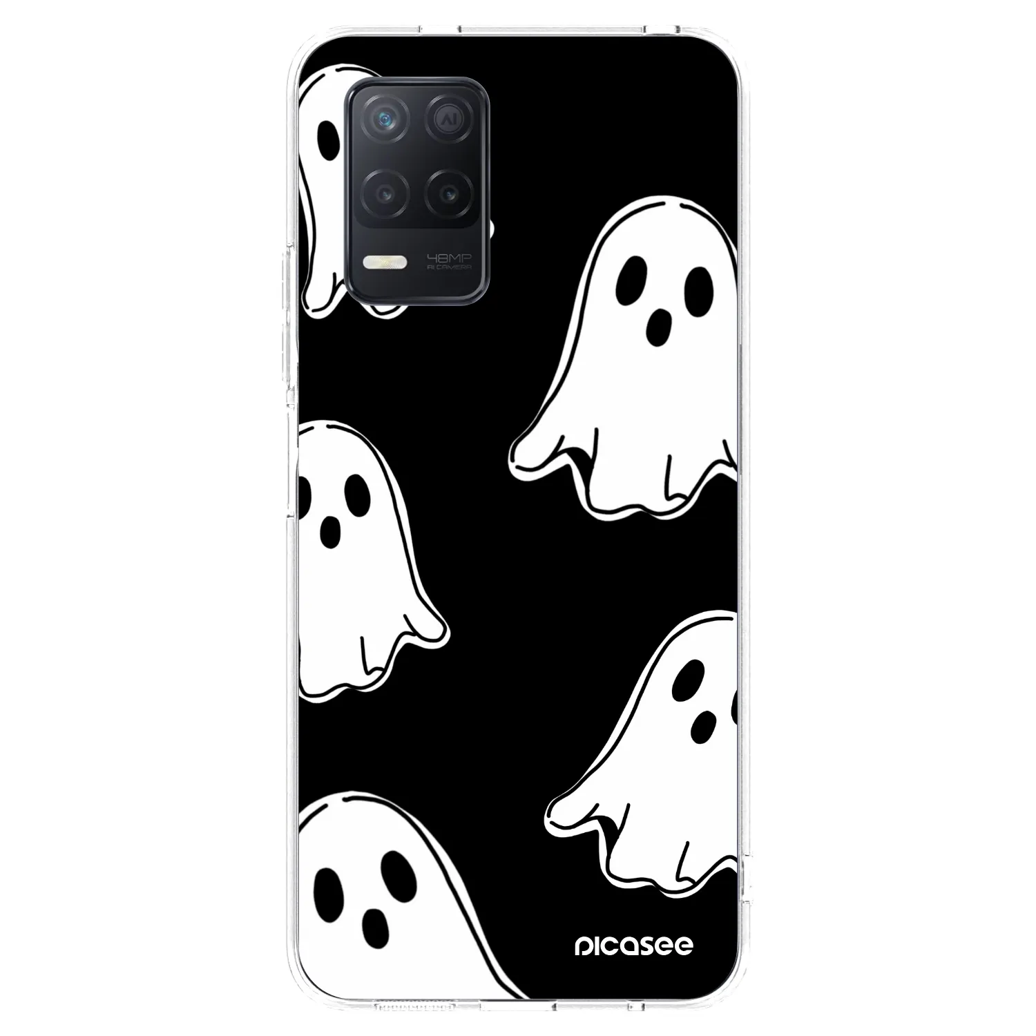 Picasee silikonowe przeźroczyste etui na Realme 8 5G - Black ghosts